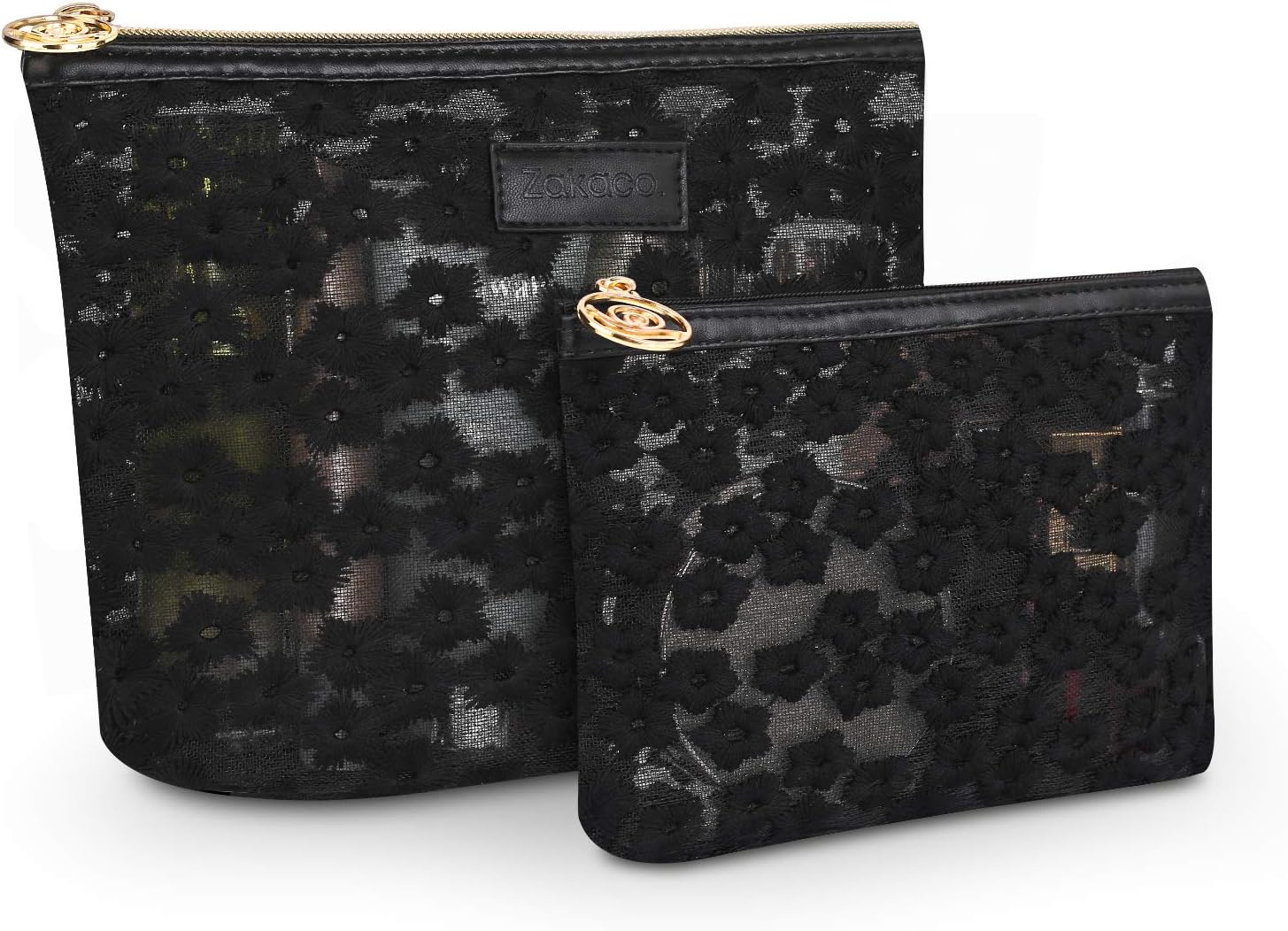 Makeup Bag for Women,Small Cosmetic Bag Pouch Purse Handbag Organizer with Zipper (Black)