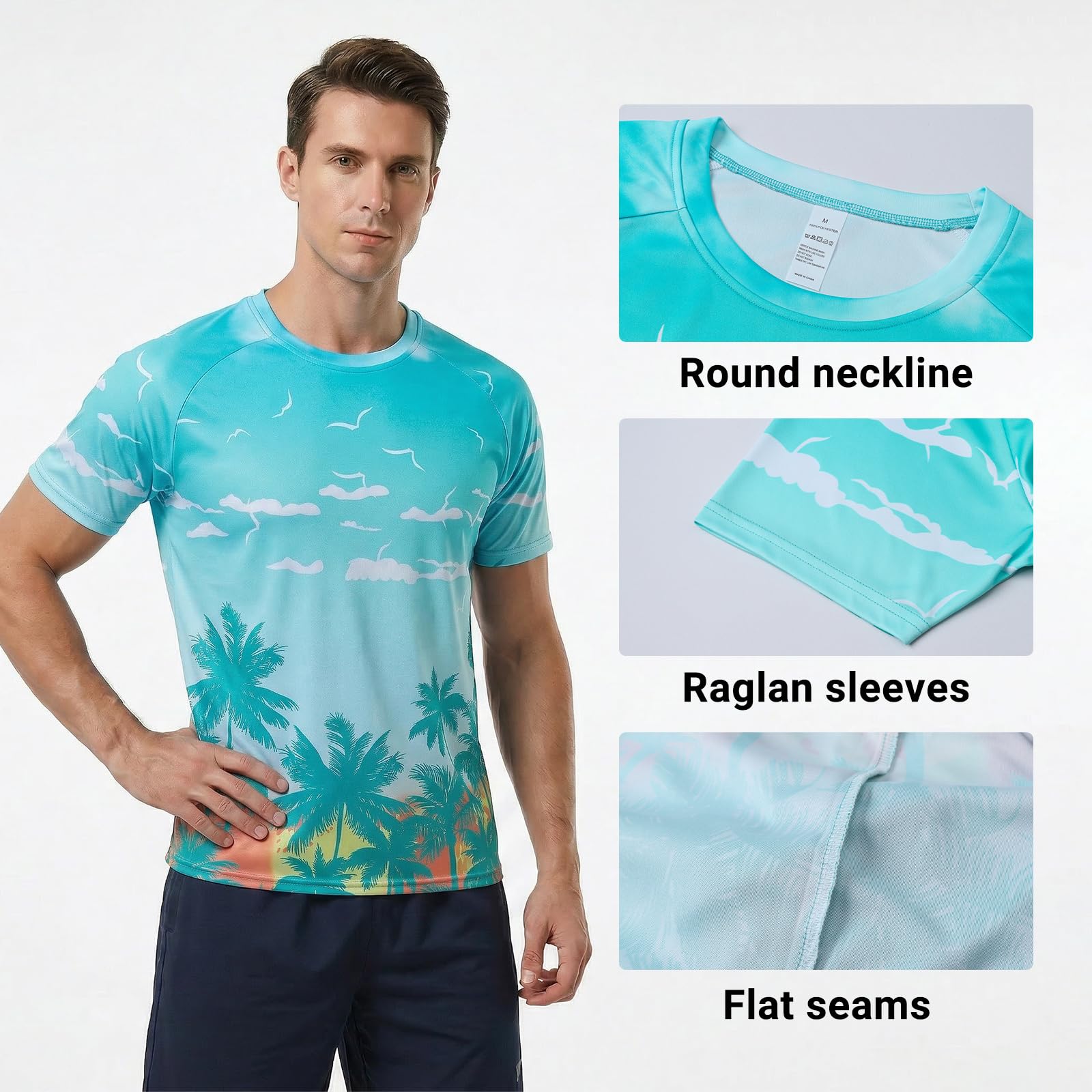 Cimic 3 Pack Rashguard UV Camicia Uomini Swim Tshirt UPF 50+ UV Protezione Solare Traspirante ad Asciugatura Rapida per Surf all'aperto Running Top