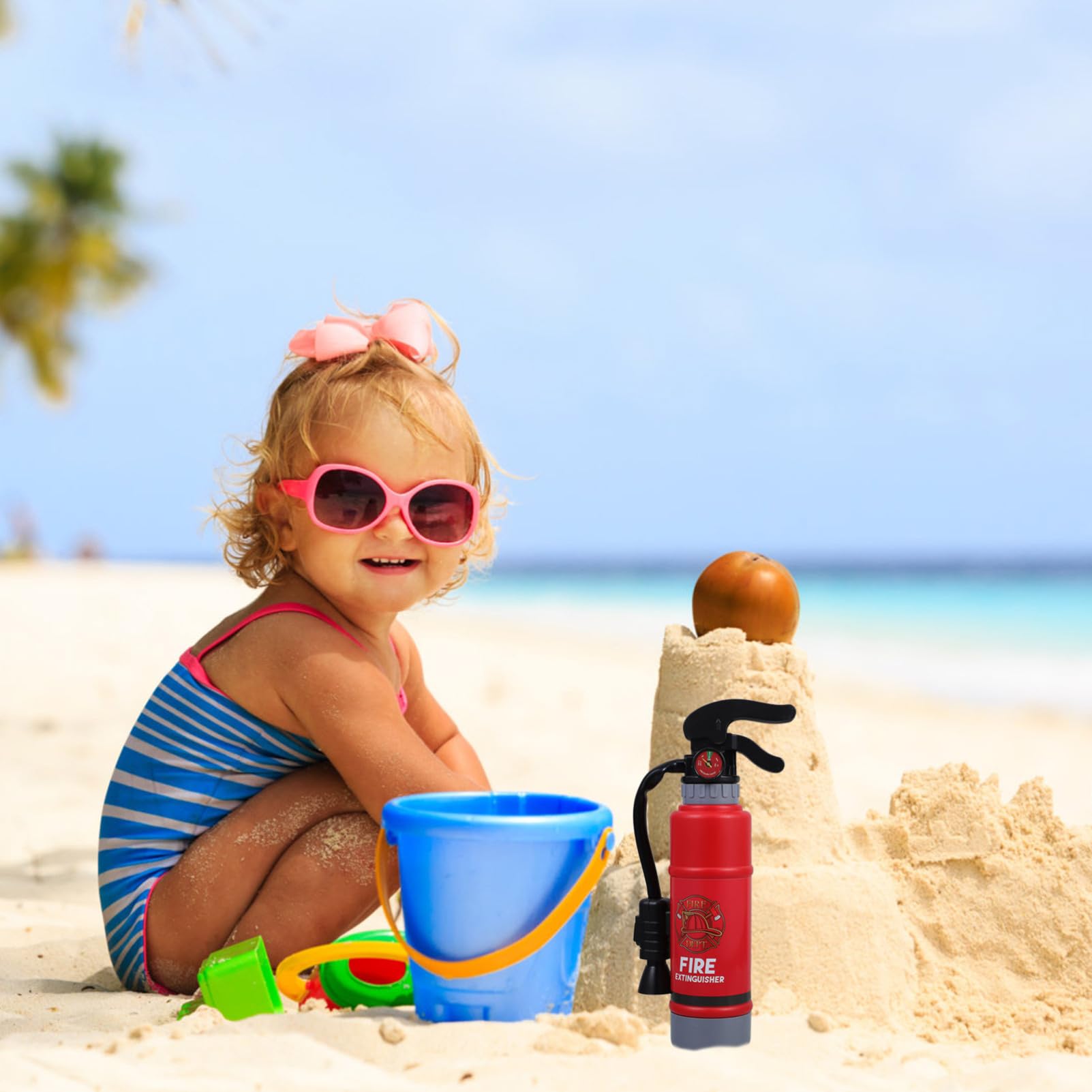 Jouet Pistolet à Eau Extincteur pour Enfants, Pompe à Eau Pulvérisatrice de Plage et Piscine, Jouet de Rôle Pompier avec Jet d'eau à Pression, Accessoire de Jeu de Plein Air, Rouge, 1 Pièce