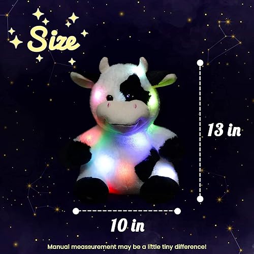 Miniatura 2 de Hopearl Diario de peluche con luces LED de vaca de peluche, con luces nocturnas que brillan en la oscuridad, festival de cumpleaños para niños y