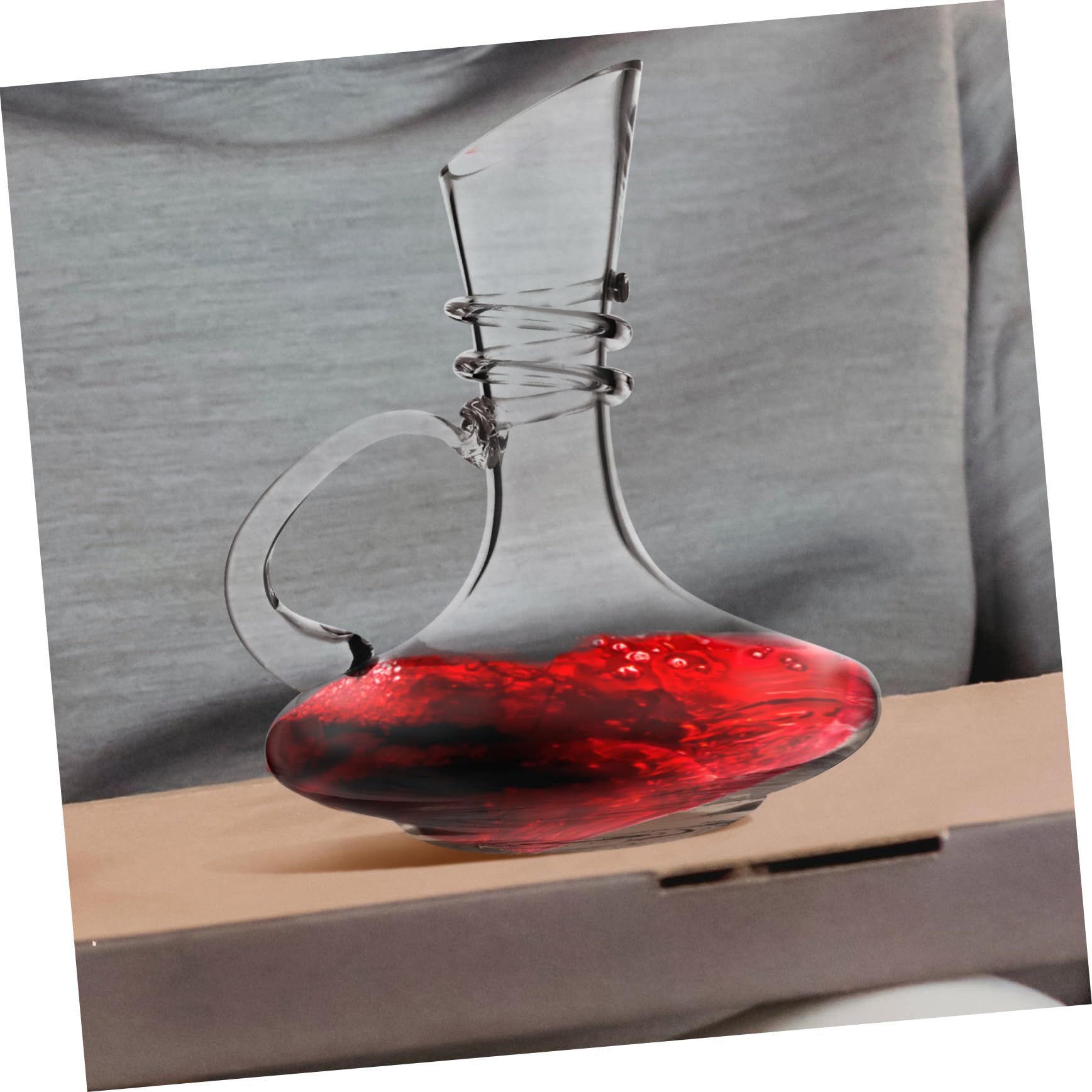TOPBATHY 1pezzi Decanter per Vino in Vetro Cristallo Manico Design Moderno Elegante Adatto Casa Feste Bar per Vino Rosso Vodka Whisky e Conservazione Lunga