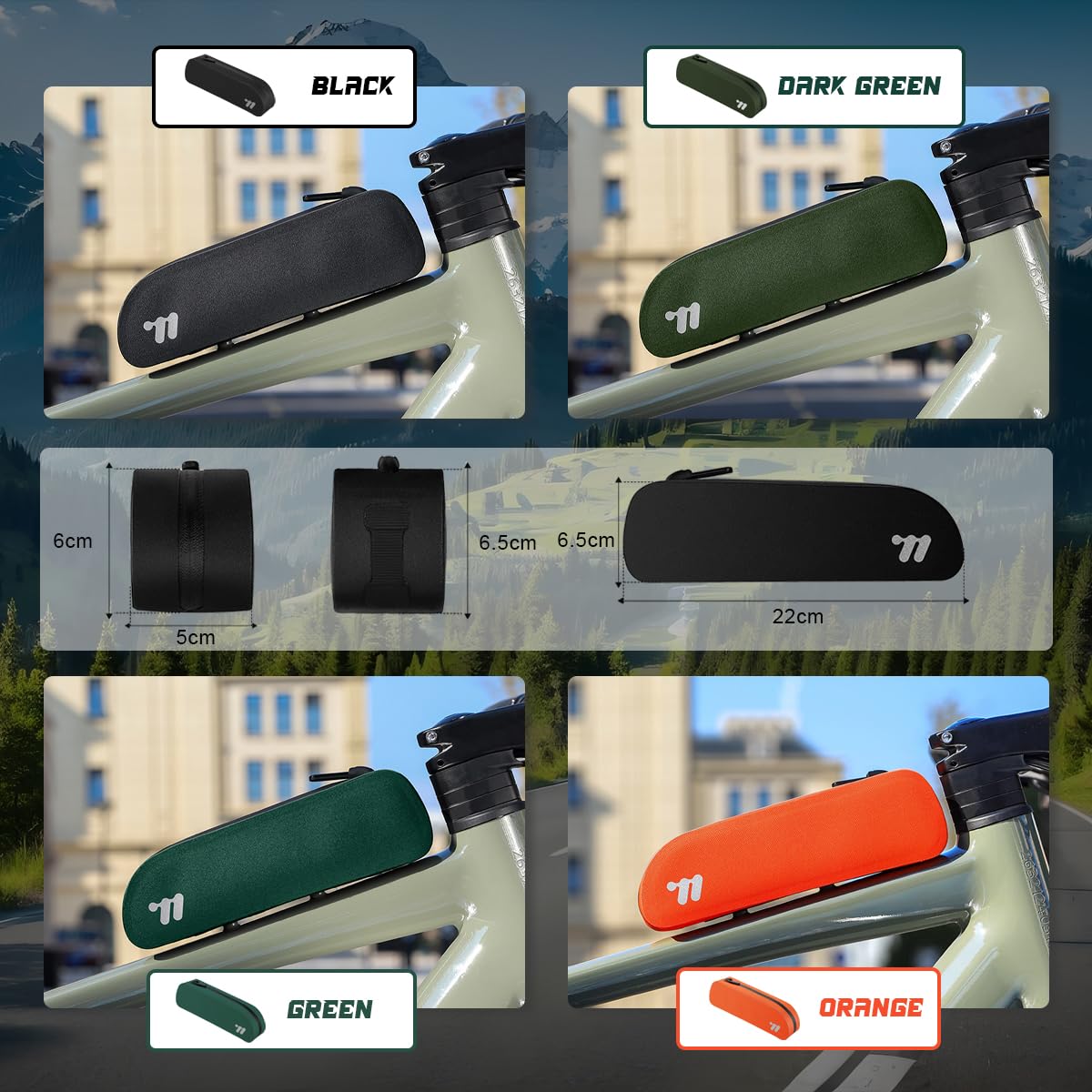 Borsa Telaio Bici,Borsa Bici,Borse Bici con Cinghie Adesive e Viti di Fissaggio,Borsa Bici Telaio Impermeabile per MTB,Bici da Strada,Bici da Città