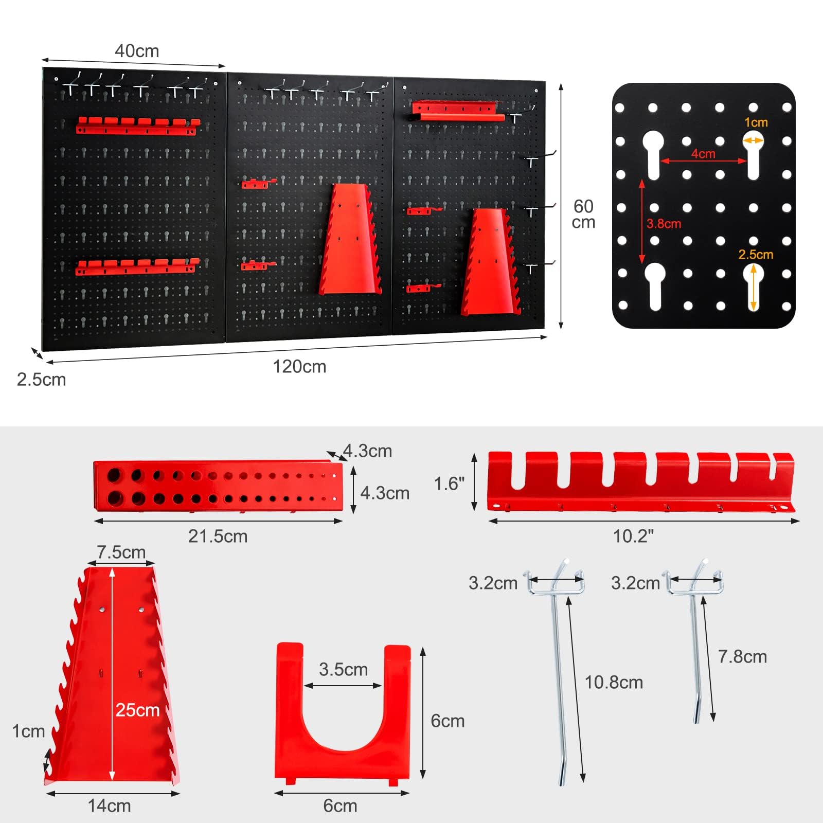 COSTWAY Ścianka narzędziowa zawiera 28 części, 120 x 60 cm, 3 płyty perforowane, idealne do garażu i warsztatu