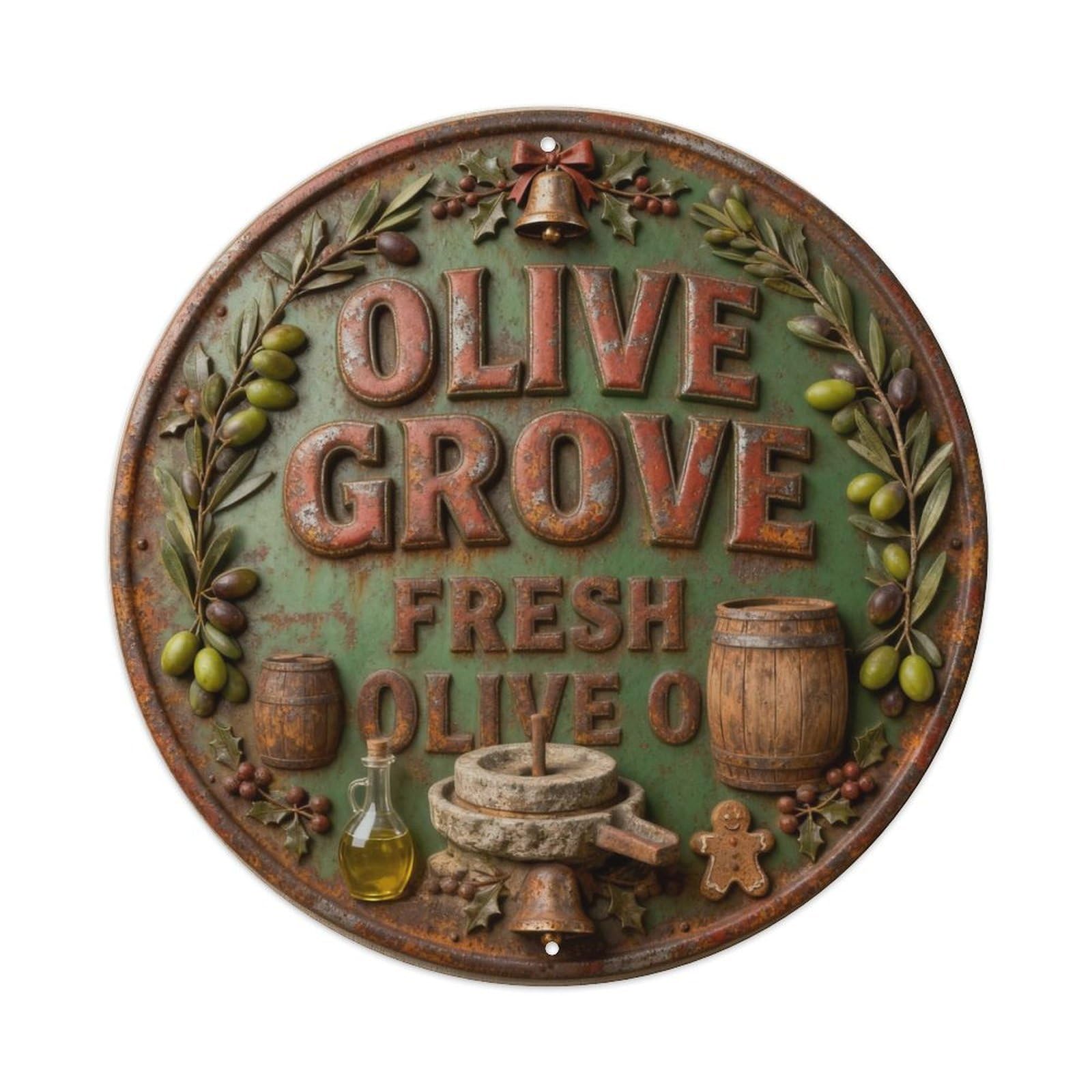 OLIVE GROVE FRESH OLIVE OIL Metal Tin Sign Plaque
