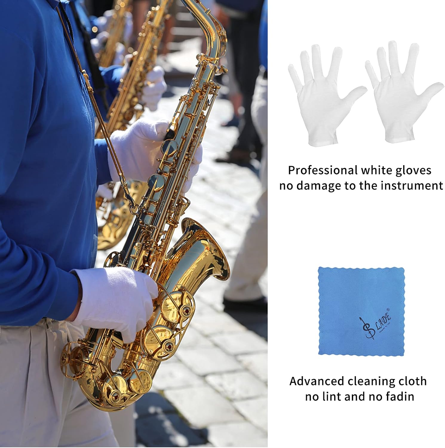 YZNLife Saxophone Cleaning Kit with Case Included Thumb Rest Cushion Reed Case Mouthpiece Brush Mini Screwdriver Cleaning Cloth for Alto Tenor Clarinet Flute and Wind & Woodwind instrument : Musical Instruments