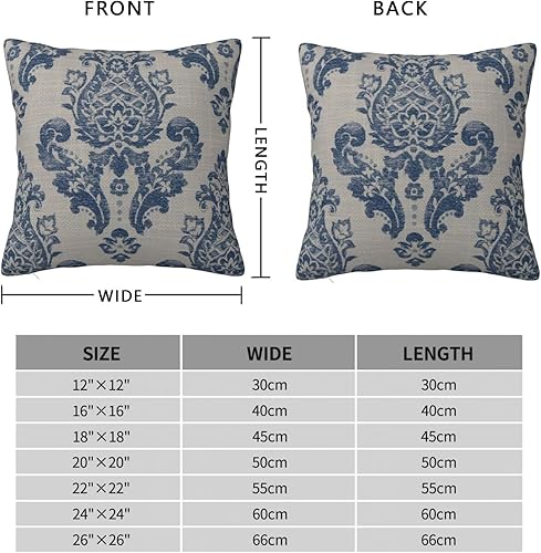 Miniatura 2 de Fundas de almohada de damasco azul real, decoración del hogar, sofá, rústico, para sala de estar, dormitorio, cama, cojín al aire libre, 16 x 16