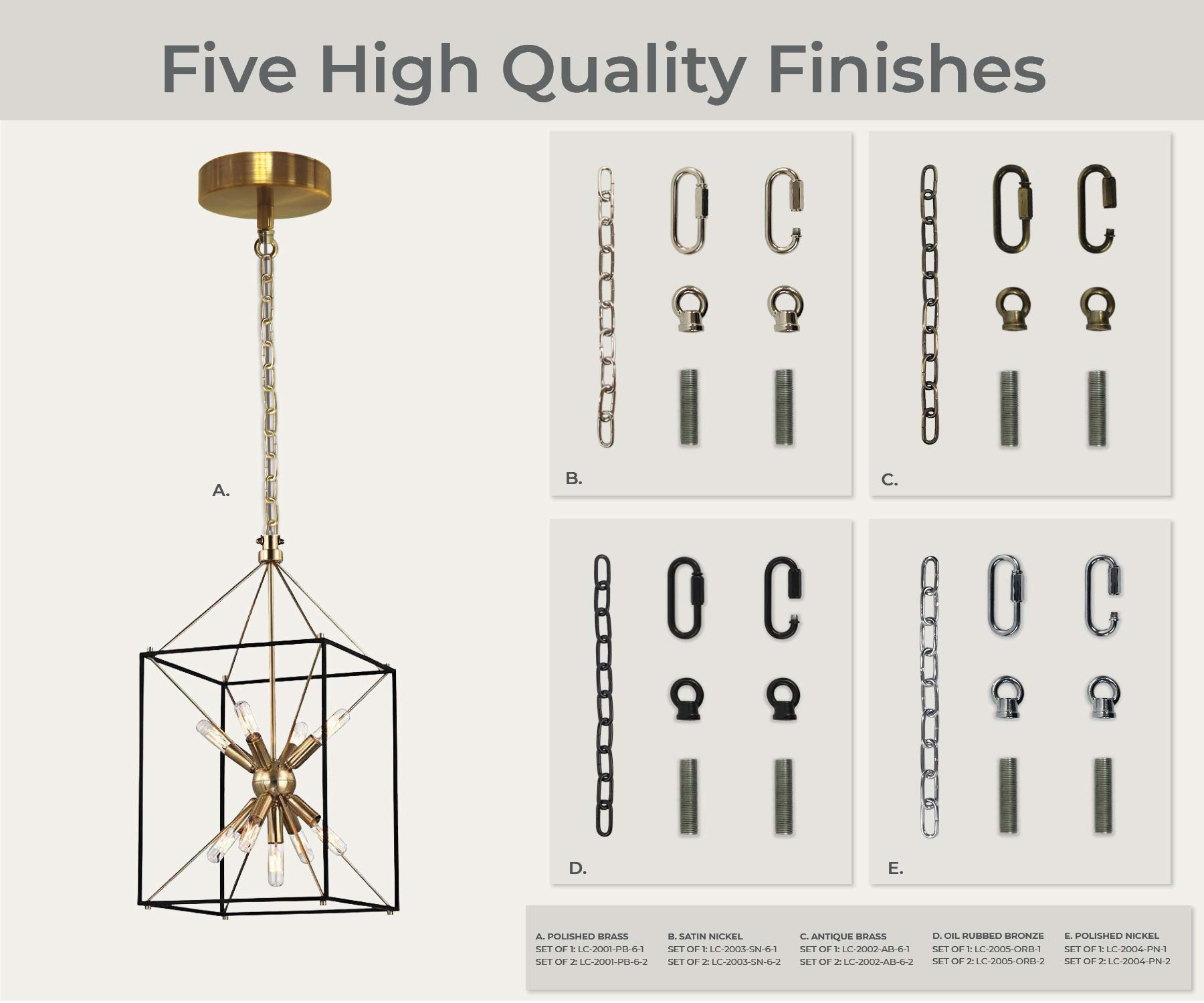 Royal Designs, Inc. LC-2002-AB-6-1 Heavy Duty Lighting Fixture Chain, Extendable up to 6ft, 60-Pound Weight Capacity, Antique Brass — Amazon image 3
