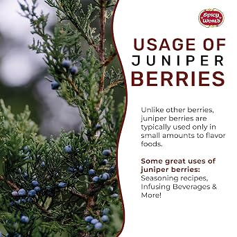 Spicy World Juniper Berries Whole 3.5 Ounce Bag- Pure - Great for Cooking, Drinks, Tea & More!