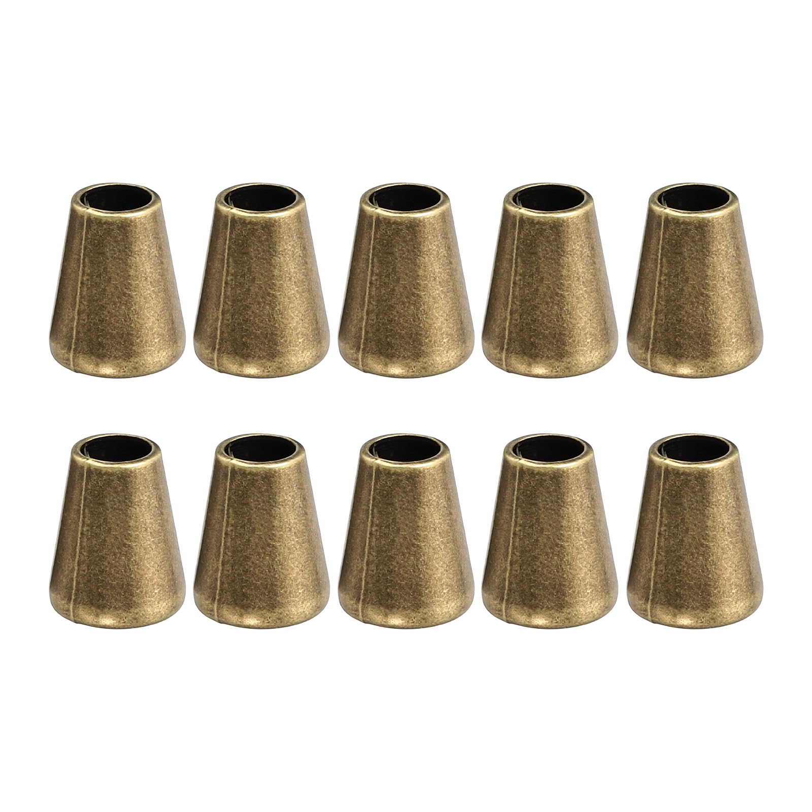 sourcing map 10Pcs Alloy Bell End Stoppers, 12.5mm x 10mm Cord Ends Lock Toggle Cap End Stopper Rope Fasteners for Clothes Backpack Drawstring, Bronze