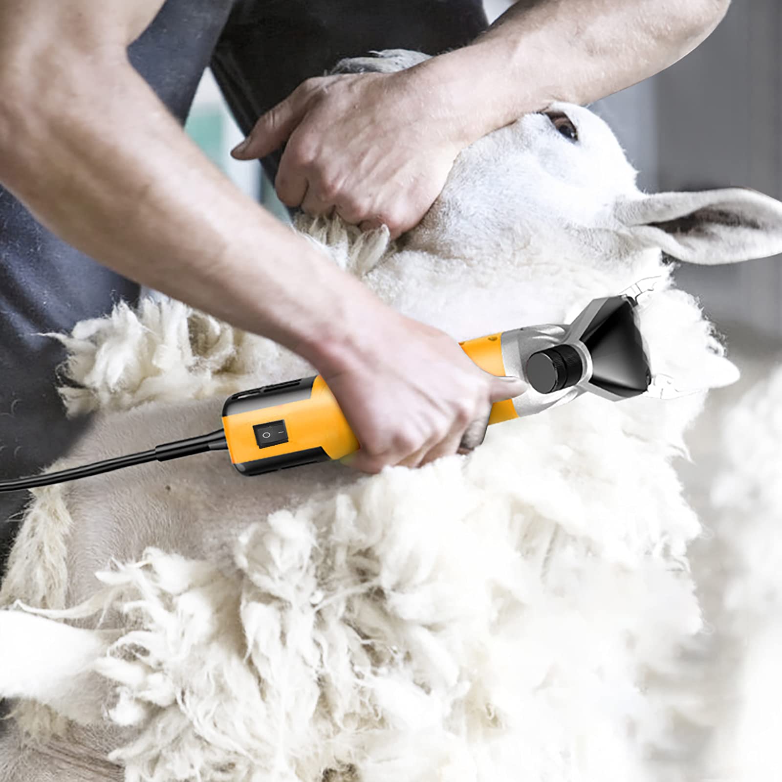 Vinteky Tondeuse à Mouton Électrique 780W Electrique Professionnelle pour Laine Tondeuse Animal électrique Professionnelle Peu de vibrations 6 Vitesses Ajustable Économie de Travail(Jaune)