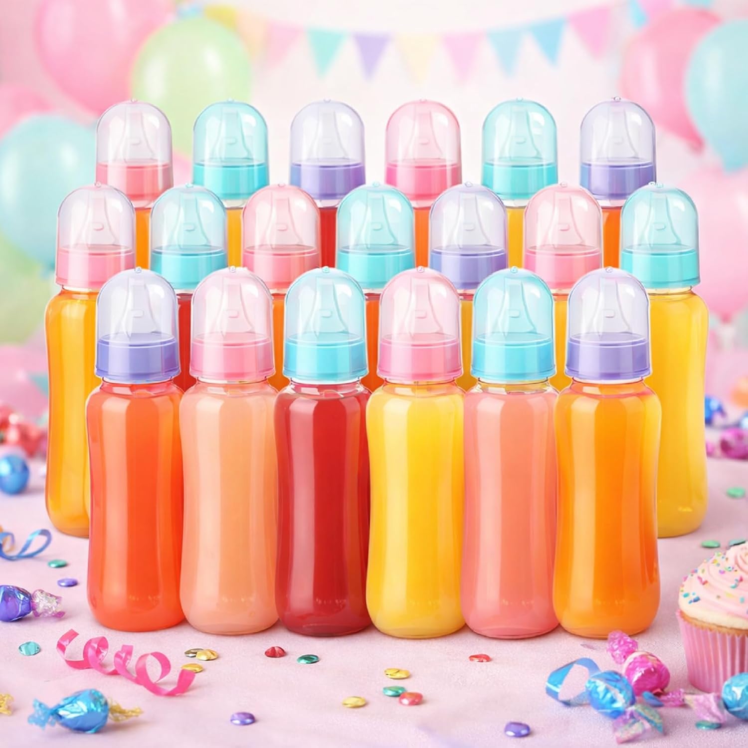 Norme 36 Pcs 9.5 oz Plastic Bottles Chug Shower Game Party Favors for Shower Decorations Gender Reveal Gifts (Many Color)
