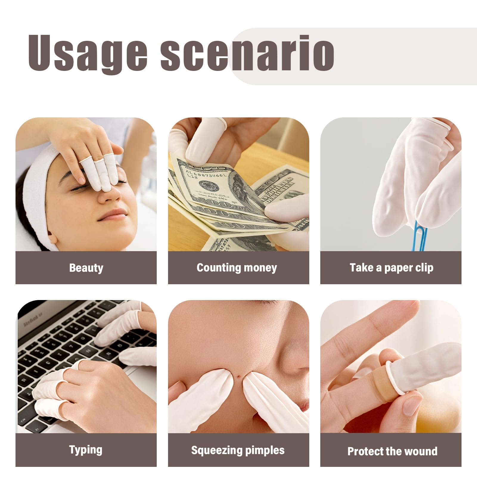 200pcs Doigtiers en Latex, doigts en gel Cots, Doigts de Protection contre les blessures aux Doigts, Doigts imperméables pour Tatouage pour Doigt Blessé,Doigt Fissuré,Nail Art, Anti-statique (Blanc)