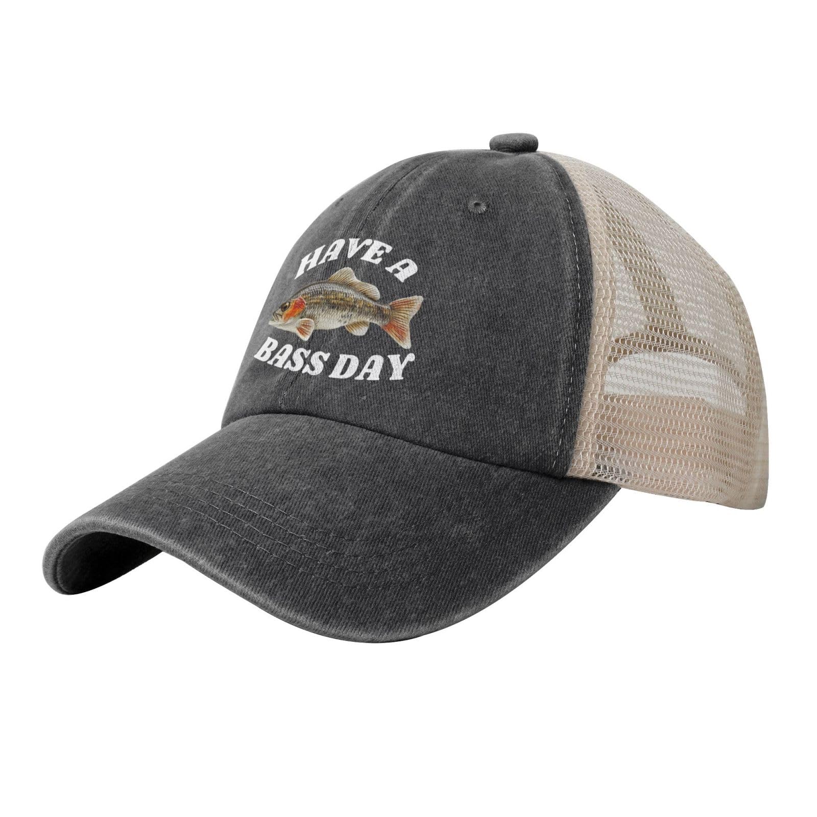 kangweida Have A Bass Day Outdoor Adventure Essential: Cowboy Mesh Baseball Cap Black