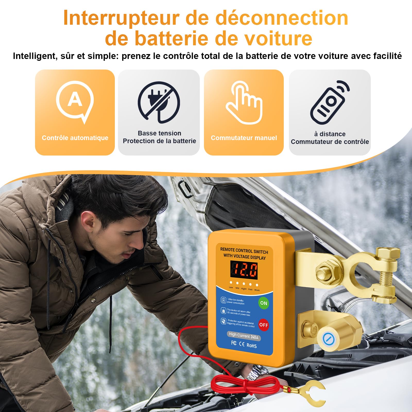 Separator akumulatorów, 12 V, 240 A, bezprzewodowy, zdalnie sterowany rozdzielacz akumulatorów, automatyczny separator wyłącznika do samochodów, RV, ATV, LKW, łodzi