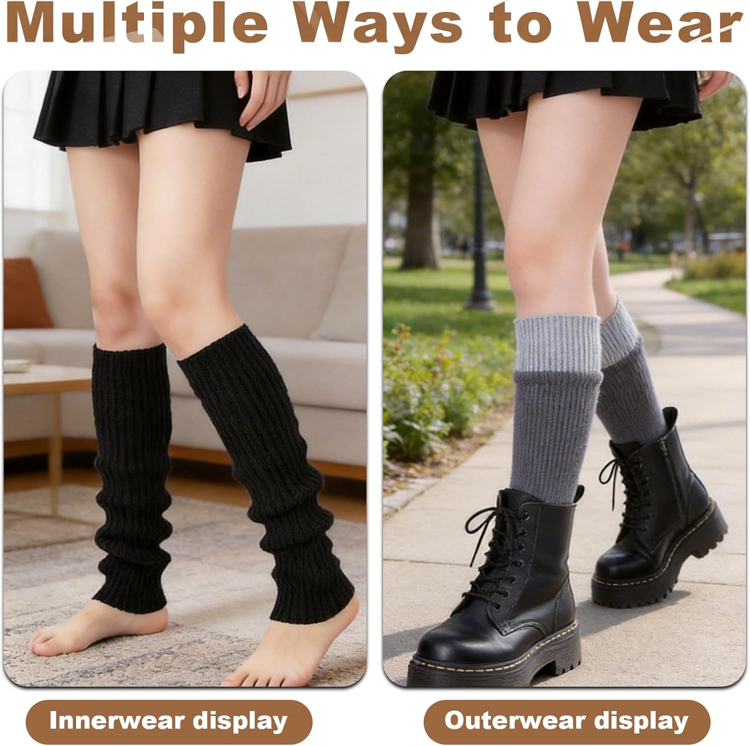 4 Pairs Leg Warmers for Women,Winter Warm Soft Leg Warmers,Cute Leg Warmers Y2k 80s for Party Gathering Sports(Pure White + Pure black + Gray + Black)