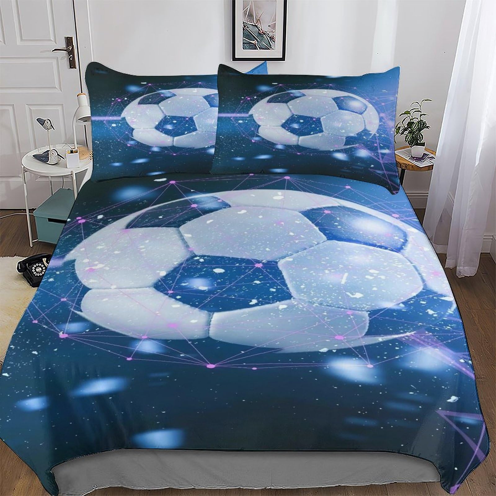 GGJJTT Football Sport Printed Duvet Cover Set for Boys Girls Kids Teens Bedding Soft Microfiber Bedspread Quilt Covers with Pillowcase Single135x200cm