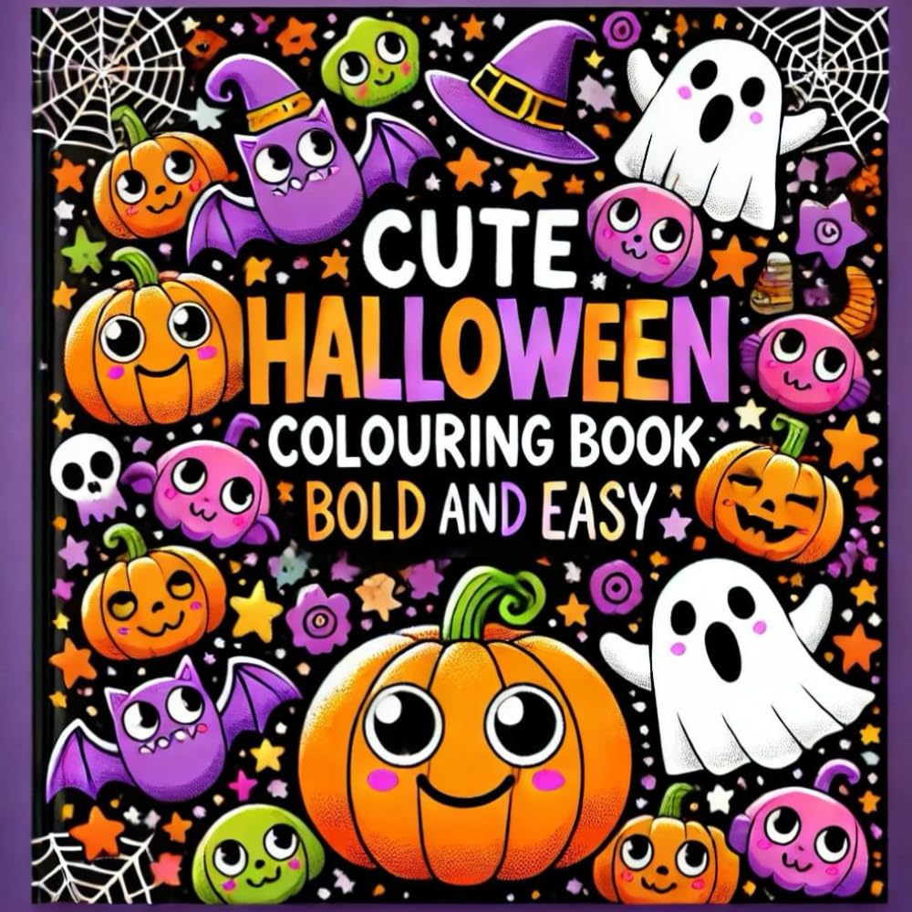 CUTE HALLOWEEN COLOURING BOOK: BOLD AND EASY