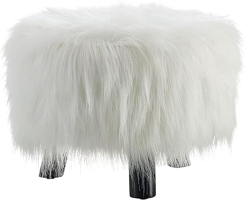 Reposapiés Flokati (16 pulgadas de ancho), Metal, Blanco