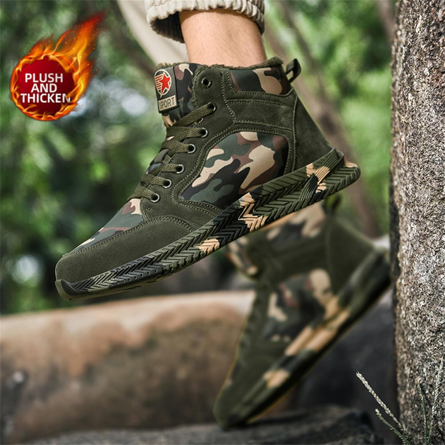 High-top Sports Canvas Camouflage Shoes Suitable for Outdoor Mountaineering and Hiking Training