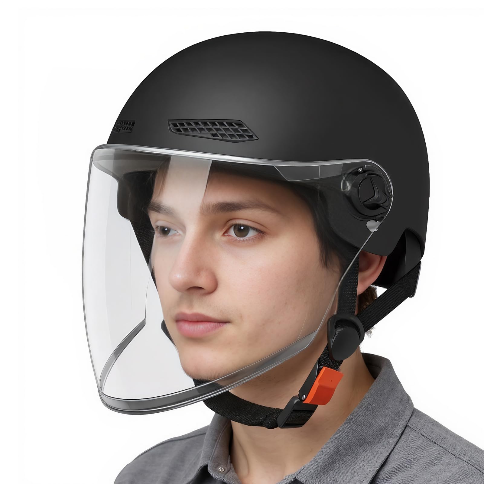 Casco Mezzo Casco Moto | Caschi Motocicletta | Apertura Rapida Stile Retro per ATV Scooter Uso Donna Uomo Giovani Appassionati Outdoor