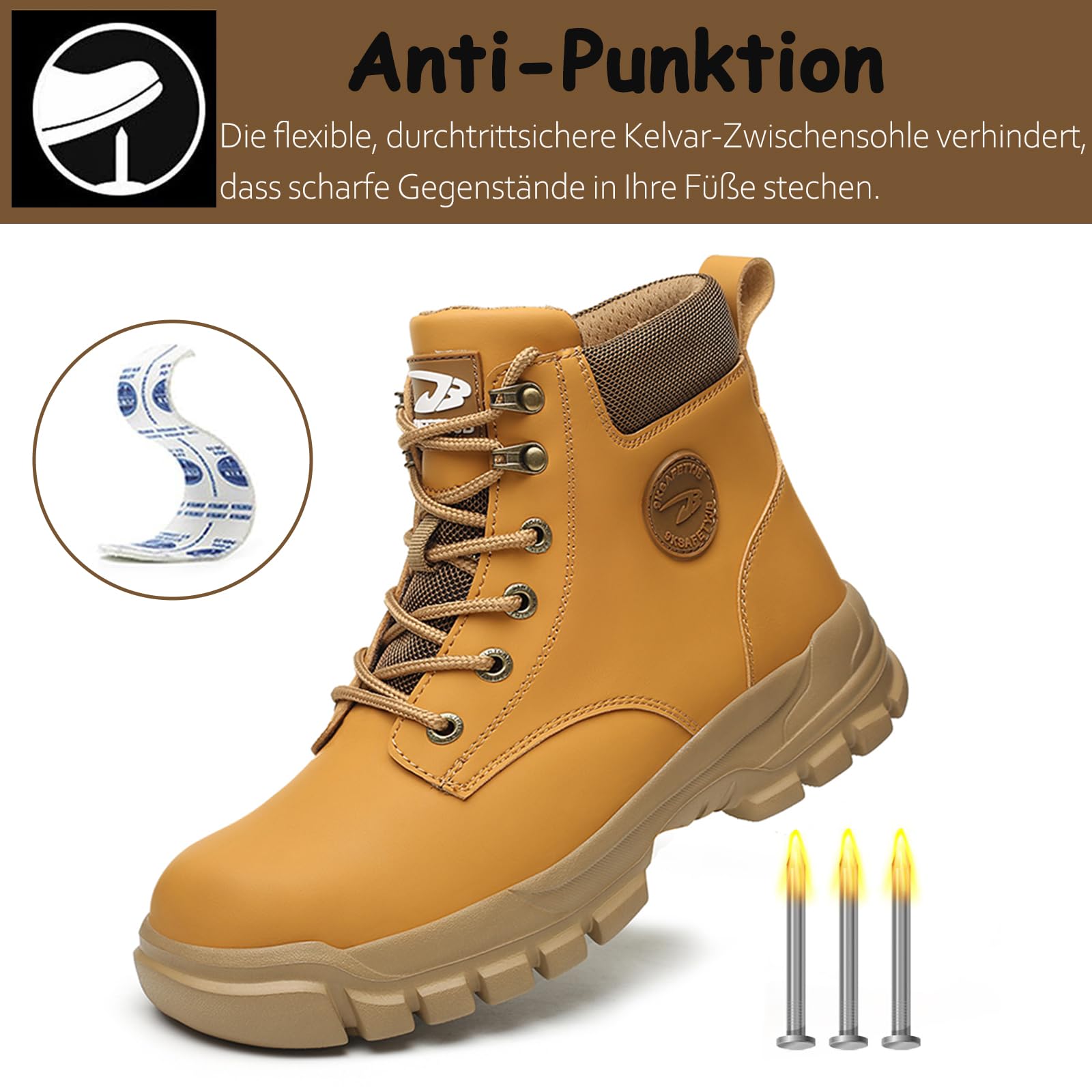 Chaussures de Sécurité Homme Femme Montante Antidérapant Chaussures de Travail Imperméables Embout en Acier