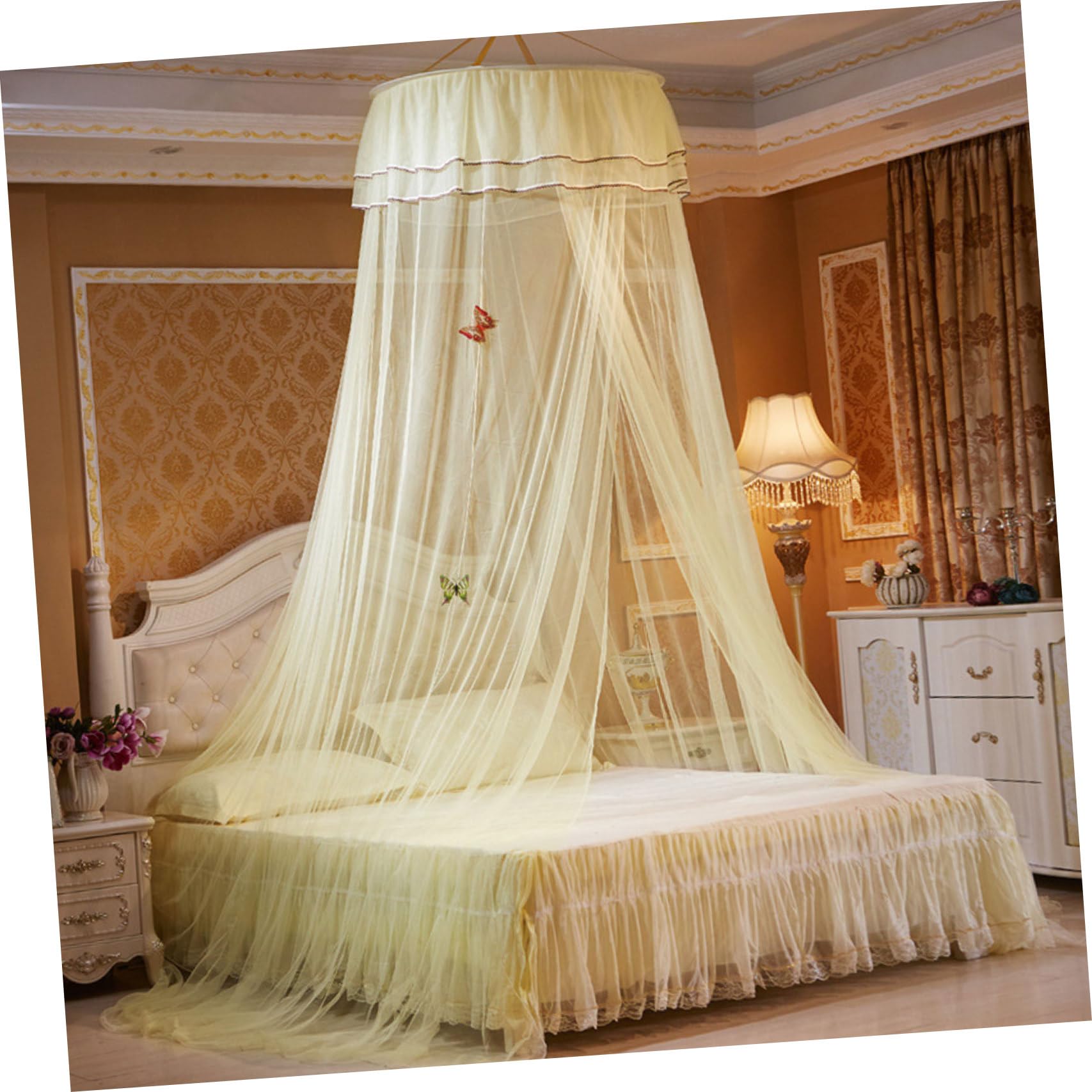 Mosquitera redonda para cama evita picaduras con su cortina duradera