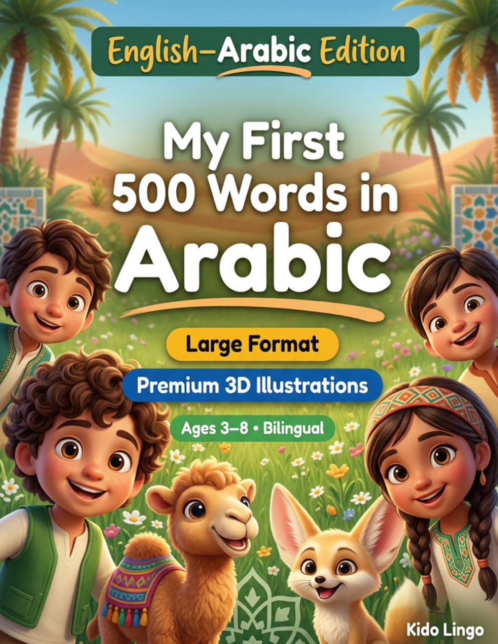 My First 500 Words in Arabic: A 3D Bilingual Picture Dictionary for Kids Ages 3–8 | First Words Vocabulary Book for Toddlers, Preschoolers, Kindergarten & Young Learners