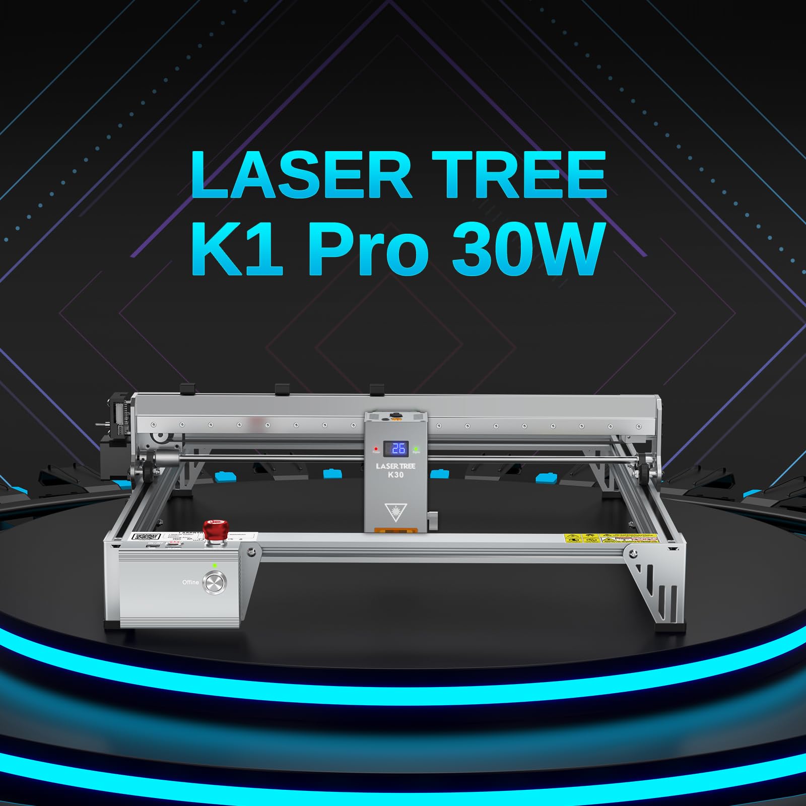 Laserowa maszyna grawerująca LASER TREE 30W, maszyna do cięcia laserowego jest wyposażona w wspomaganie powietrza, obsługuje grawerowanie offline jednym kliknięciem