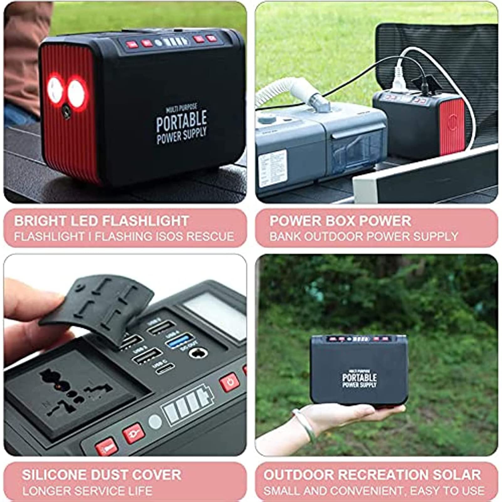 Centrale Elettrica Portatile, Generatore Solare Batteria al Litio di Backup da 74 Wh, Alimentatore di Emergenza per Torcia da 80 W (Picco 120 W), per Viaggi di Vacanza All'aperto Camper Camper