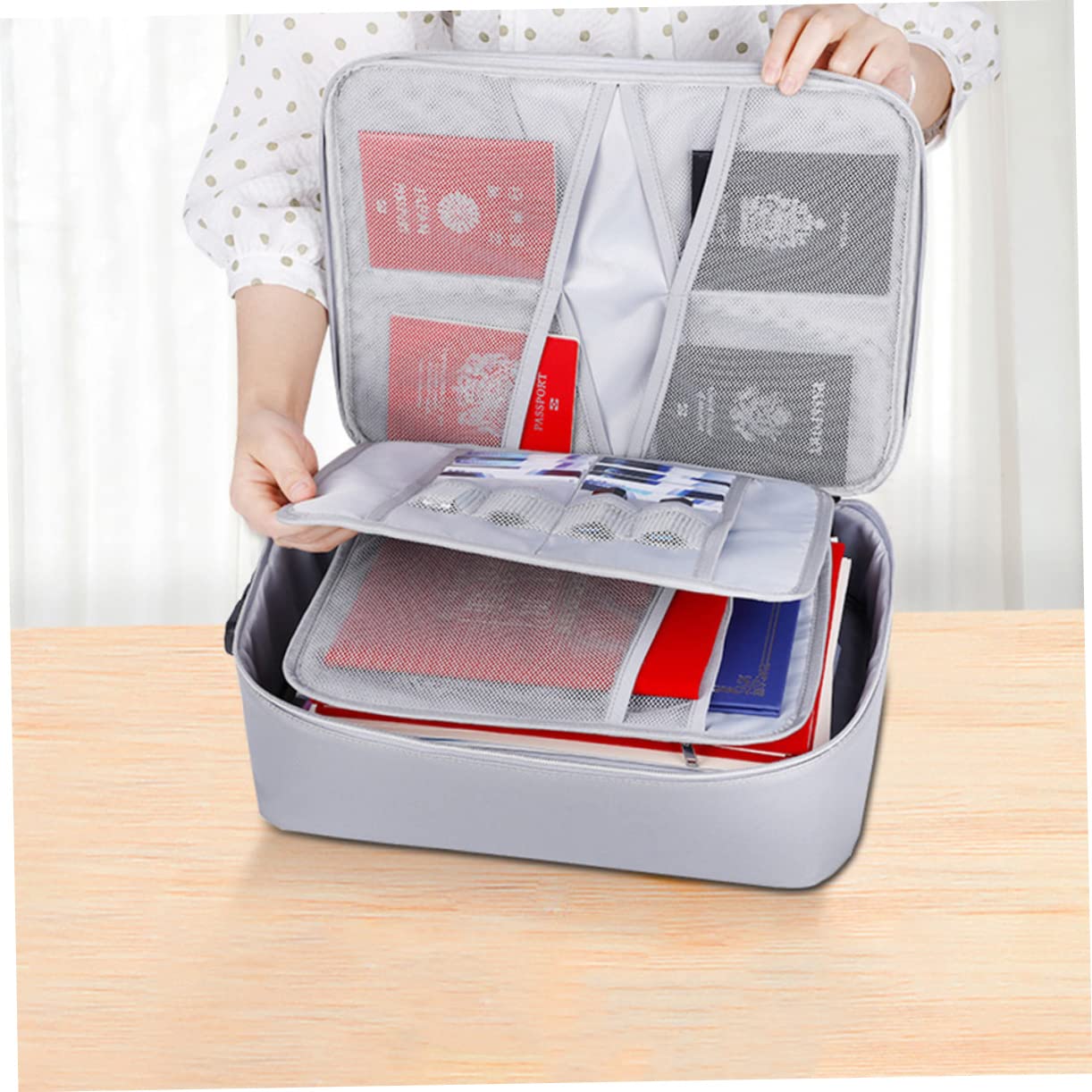 Borsa Porta Documenti Ignifuga e Grande Capacità di Fibra di Vetro con Chiusura Zip Liscia per Uso Ufficio e Scuola