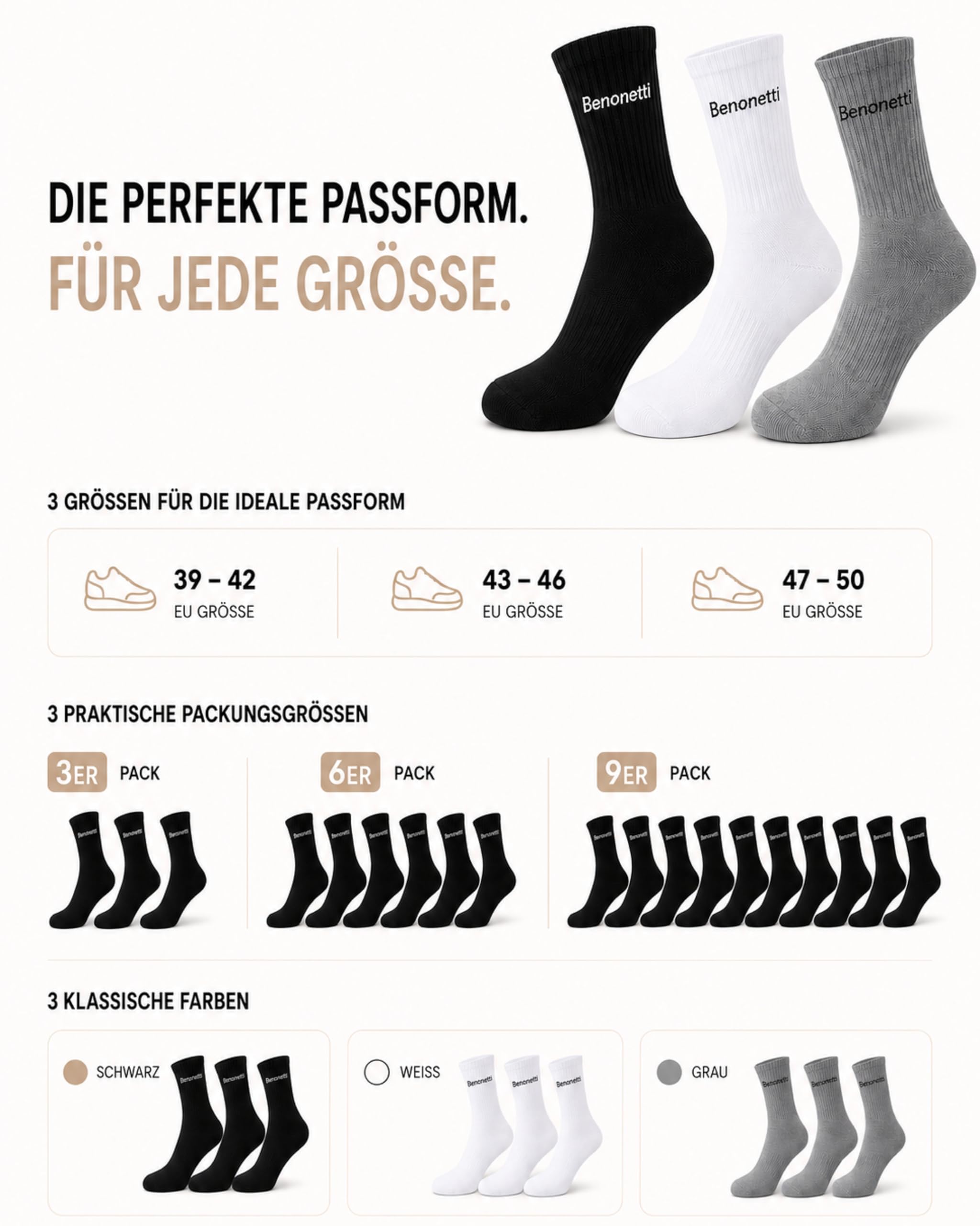 Tennissocken Damen & Herren, 9 Paar, atmungsaktive Baumwollsocken mit weicher Komfort-Frotteesohle, Airmesh, kaum spürbaren Nähten & Komfortbund