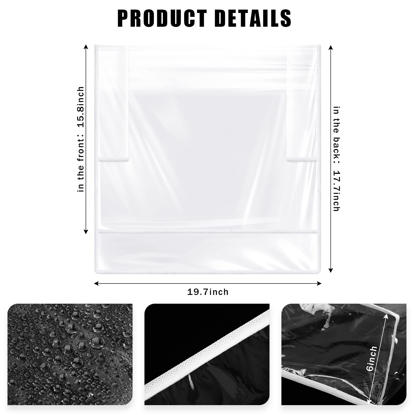 8 fundas cuadradas para sillas de salón, plástico transparente, 19.7 pulgadas para sillas estándar de salón y oficina (borde blanco) 3