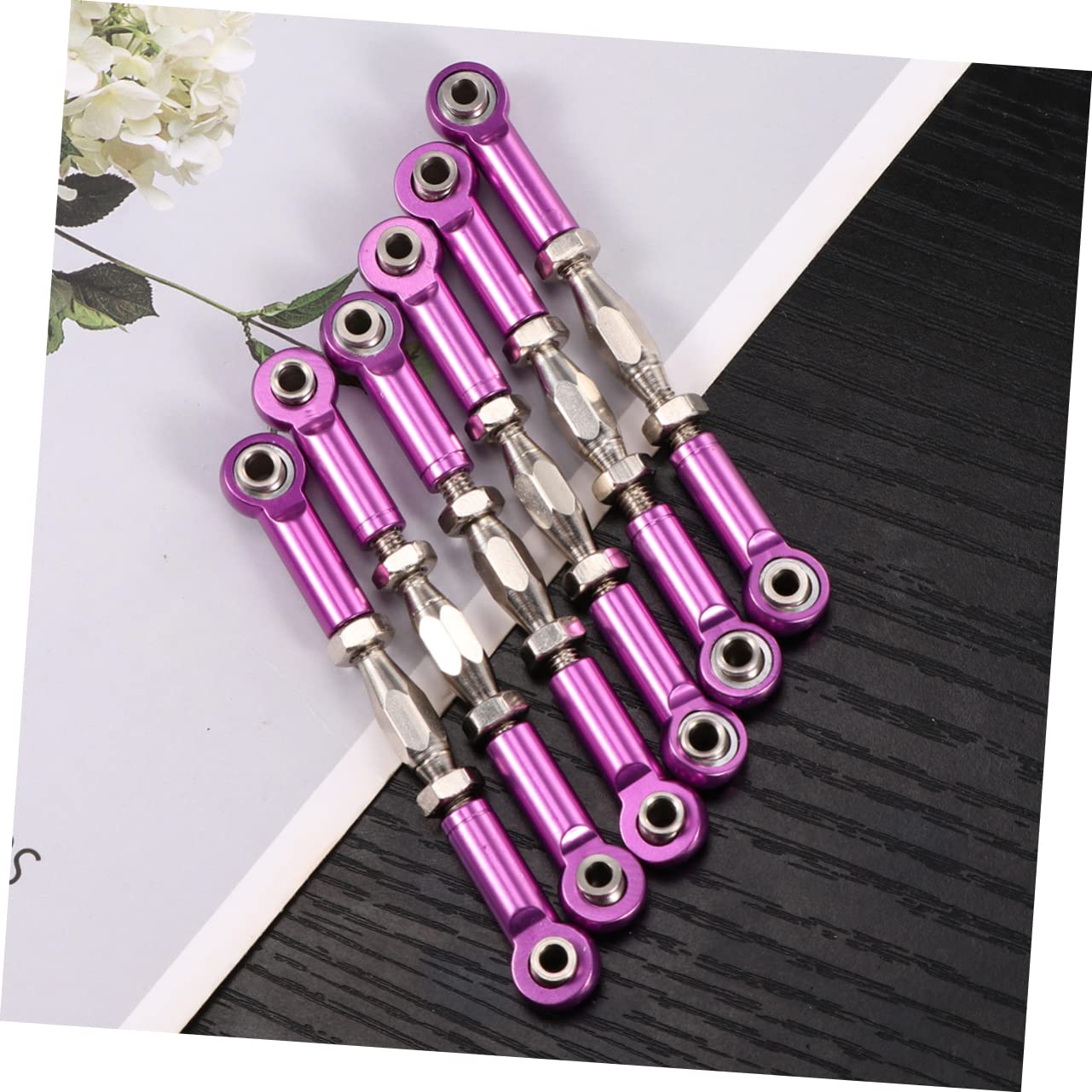 TOBBOMEY 6pcs 71mm Aluminum Turnbuckle Rods Machined for Rc Car Rod Linkage Steering Turnbuckle Purple Easy Install for 1/10 Rc Truck Upgrade Parts