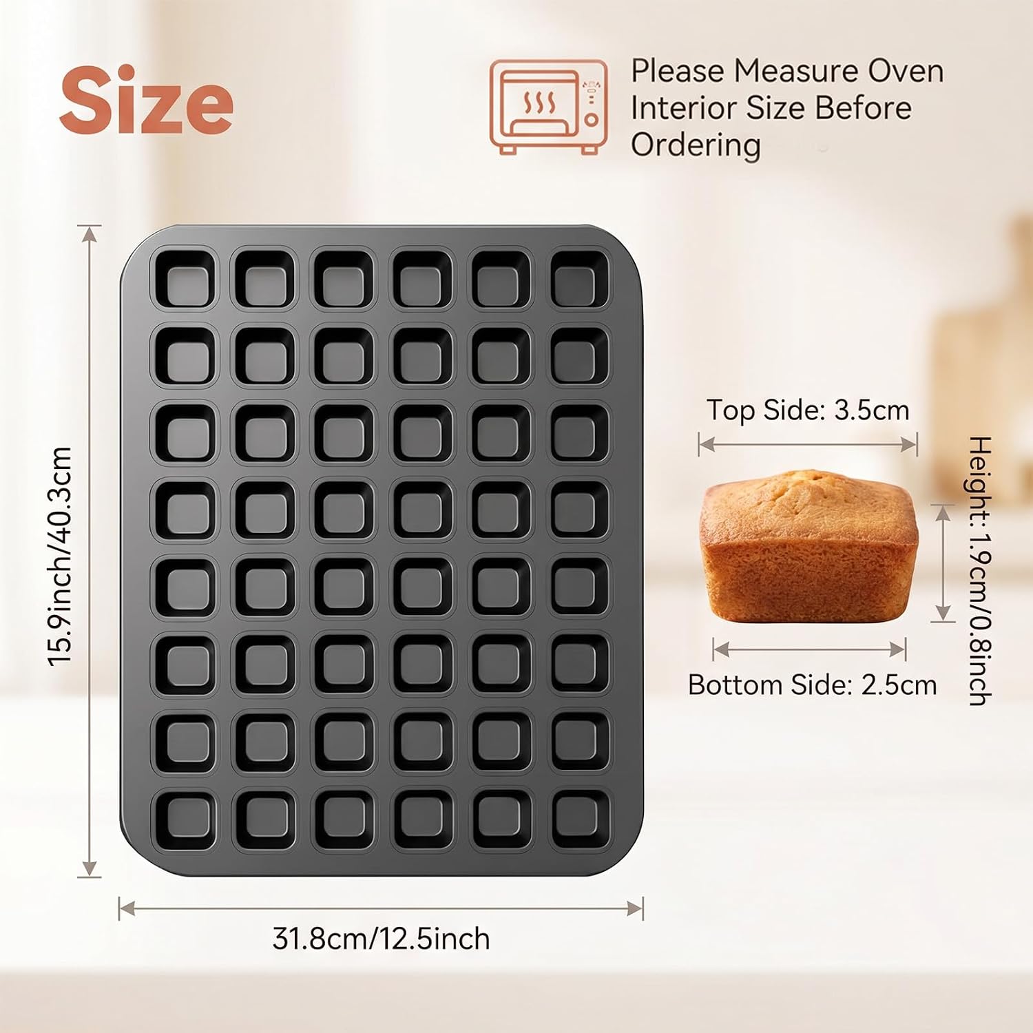 2-Pack Brownie Bites Pan with Dividers, 48-Cavity Mini Square Baking Pan