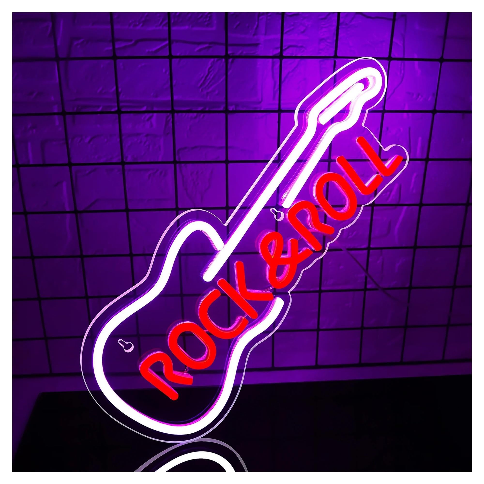 SHOUXI Sign Lamp Rock and Roll Guitar Neon Sign for Wall Decor Lights USB Dimmer for Music Studio Concert Party Club Bar 41cmх16cm