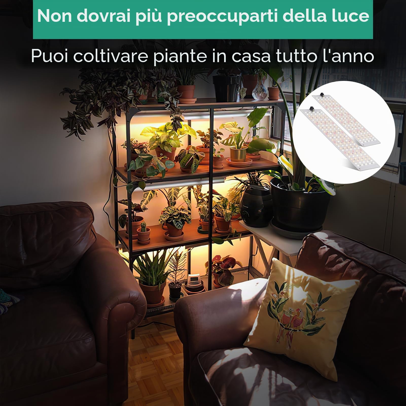 4 pezzi Lampada per Piante, 540 LEDs Full Spectrum lampade LED Coltivazione, Lampada di Crescita con Timer Auto, 10 einstellbare Helligkeitsstufen, 3 Lichtmodi
