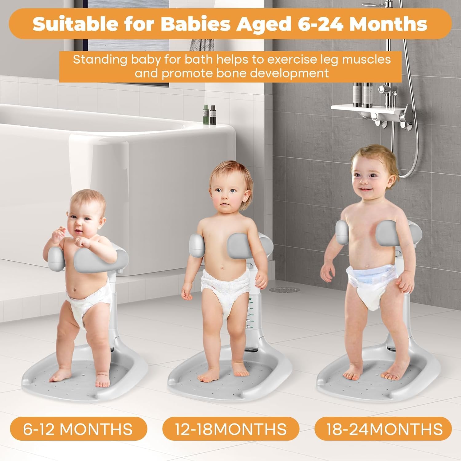 Calyrex Adjustable Baby Shower Stand, Baby Bath Stan, Free Standing Baby Shower Stan with Adjustable Height and Safety Handle, Foldable Compact Bathtub with Stan for Babies 6-36, - Image 8 thumbnail