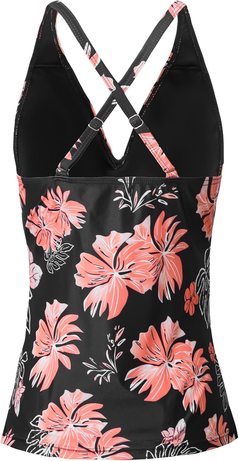 Fanuerg Tankini Top Only Twist Front Bathing Suit Tops for Women Tummy Control Tank Tops V Neck Swimsuit Top No Bottom - Image 4