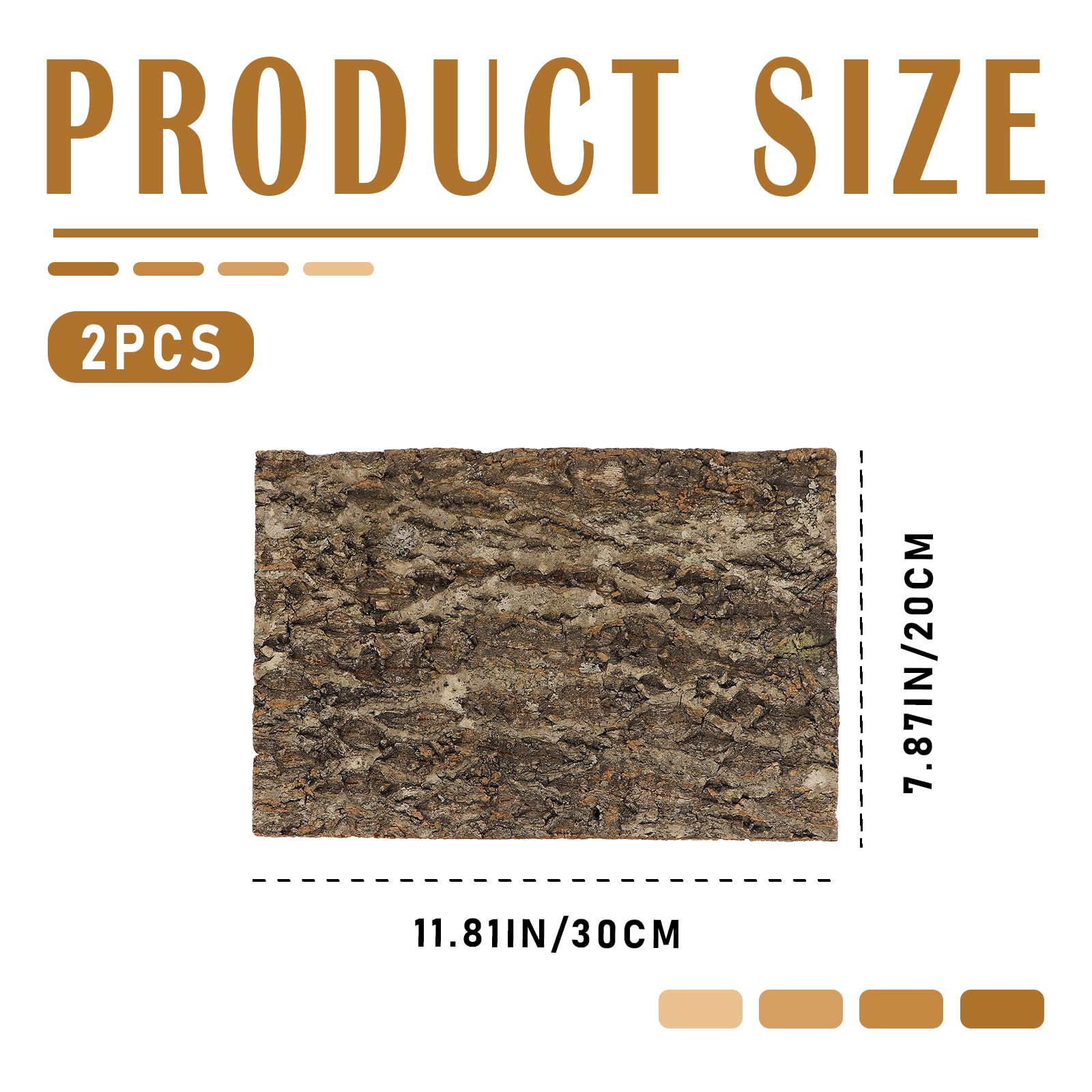 QERUTK Cork Bark, 2-Piece Reptile Decor Bark, Cork Tile Background, Vivarium Background, Cork Sheet - Image 2