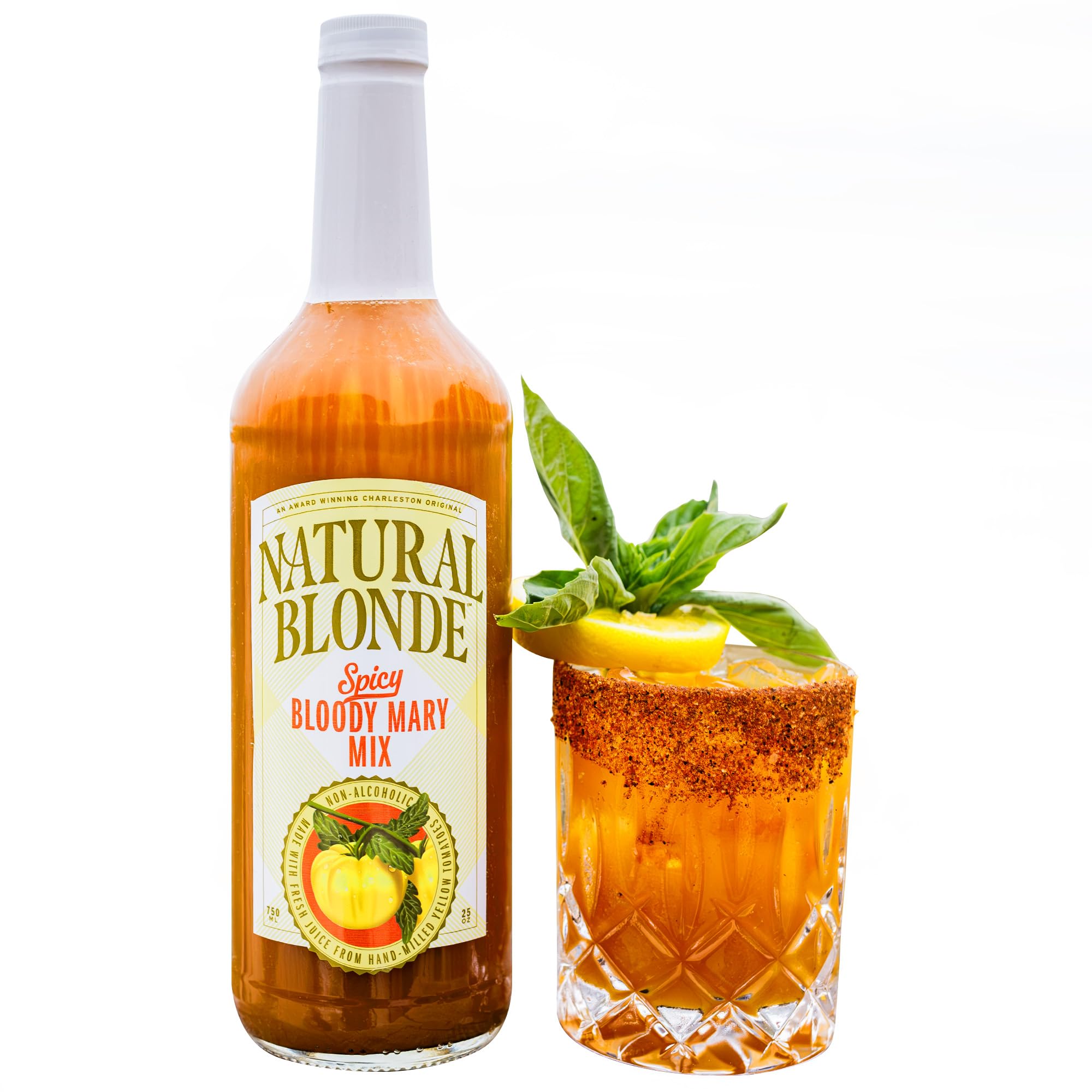 Natural Blonde Spicy Golden Bloody Mary Mix - All-Natural Cocktail Mixer with Hand-Picked Golden Tomatoes - Low Calorie, Gluten Free - 25 Fl Oz (1
