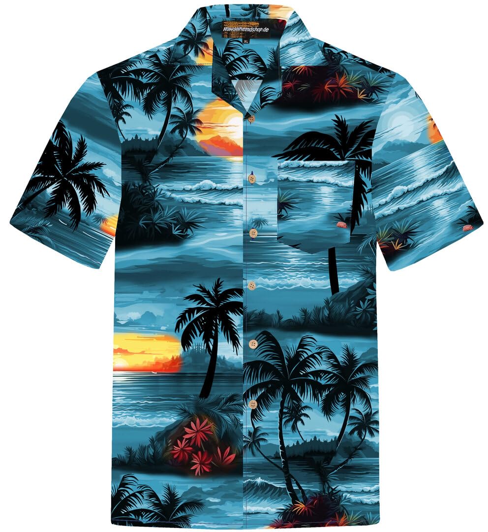 Hawaii Hemd Männer Baumwolle Größe S - 8XL Herren Hawaiihemd Kurzarm Strand Palmen