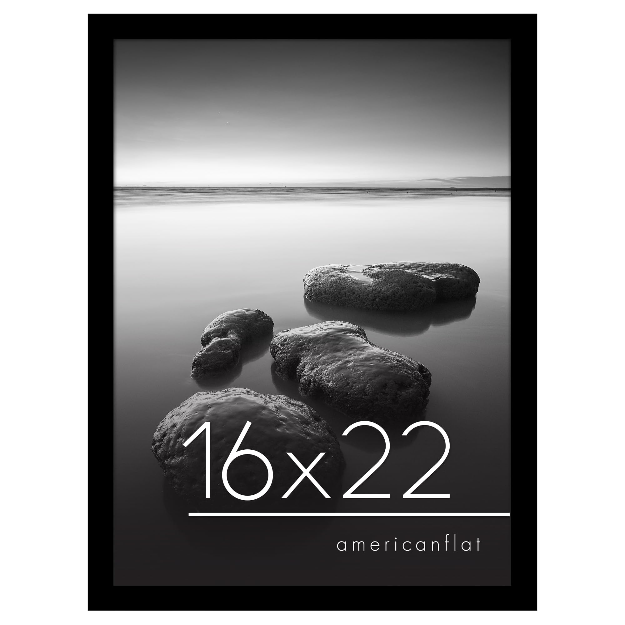 Americanflat 16x22 Picture Frame in Black - Engineered Wood with Polished Plexiglass - Horizontal and Vertical Formats for Wall with Included Hanging Hardware