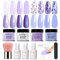 Vista 15 de Azurebeauty - Kit de uñas de inmersión para Navidad, 4 colores, rojo, verde, oro con brillo, sistema de polvo de inmersión, bandeja de reciclaje
