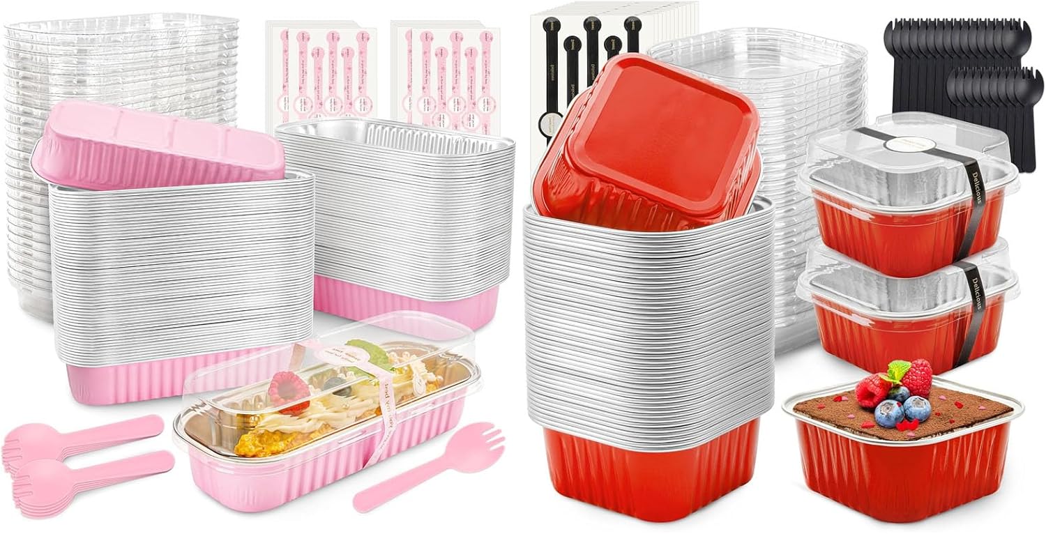 Bundle of 120 Pack Mini Loaf Pans and 60 Pack Mini Aluminum Pans for Pudding, Souffle, Party, Wedding