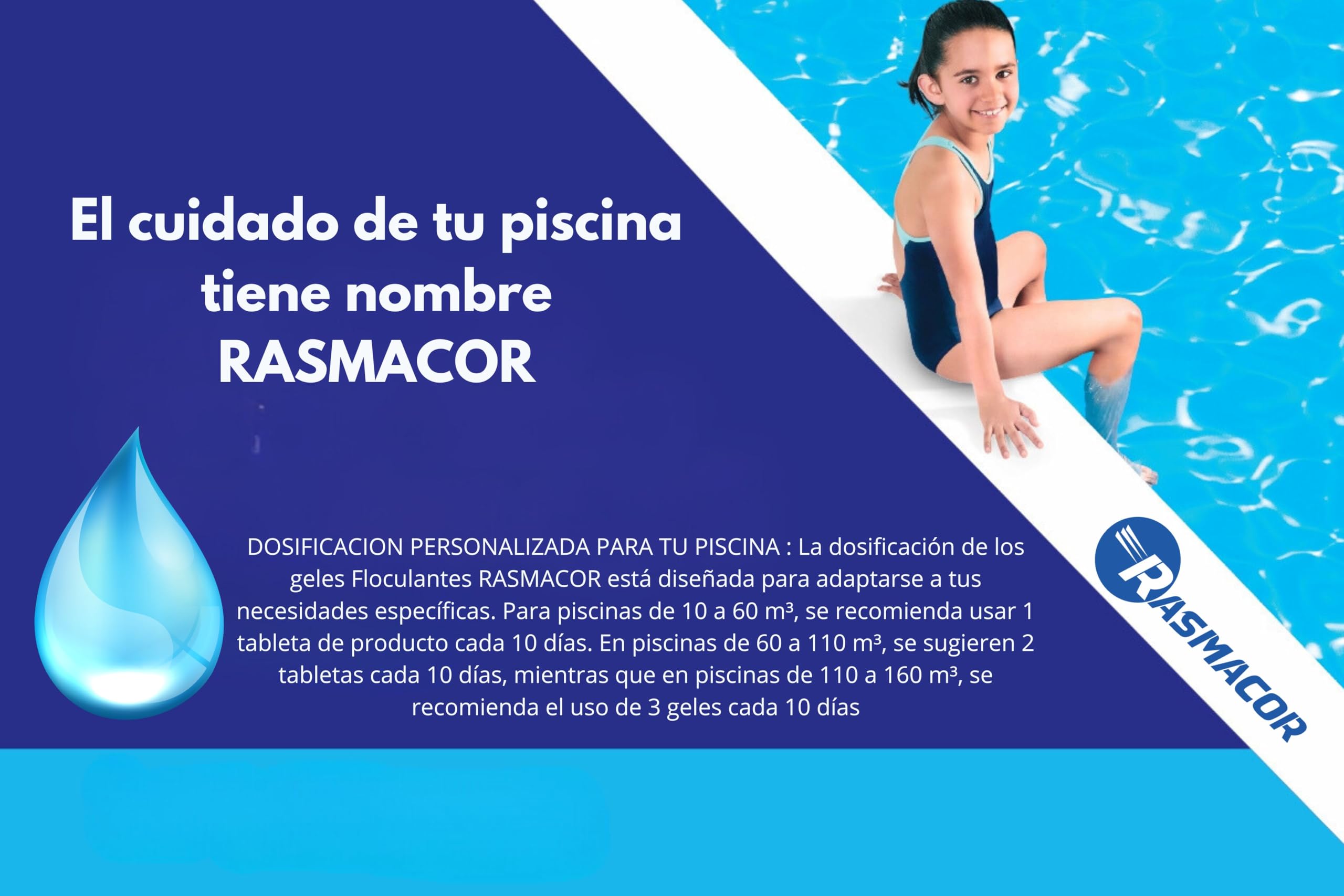 RASMACOR Pack 6 Unidades Floculante Gel monodosis | Gel para Piscina | Limpiador y clarificador de Agua para Piscinas | Transparencia Total del Agua | Distribuido