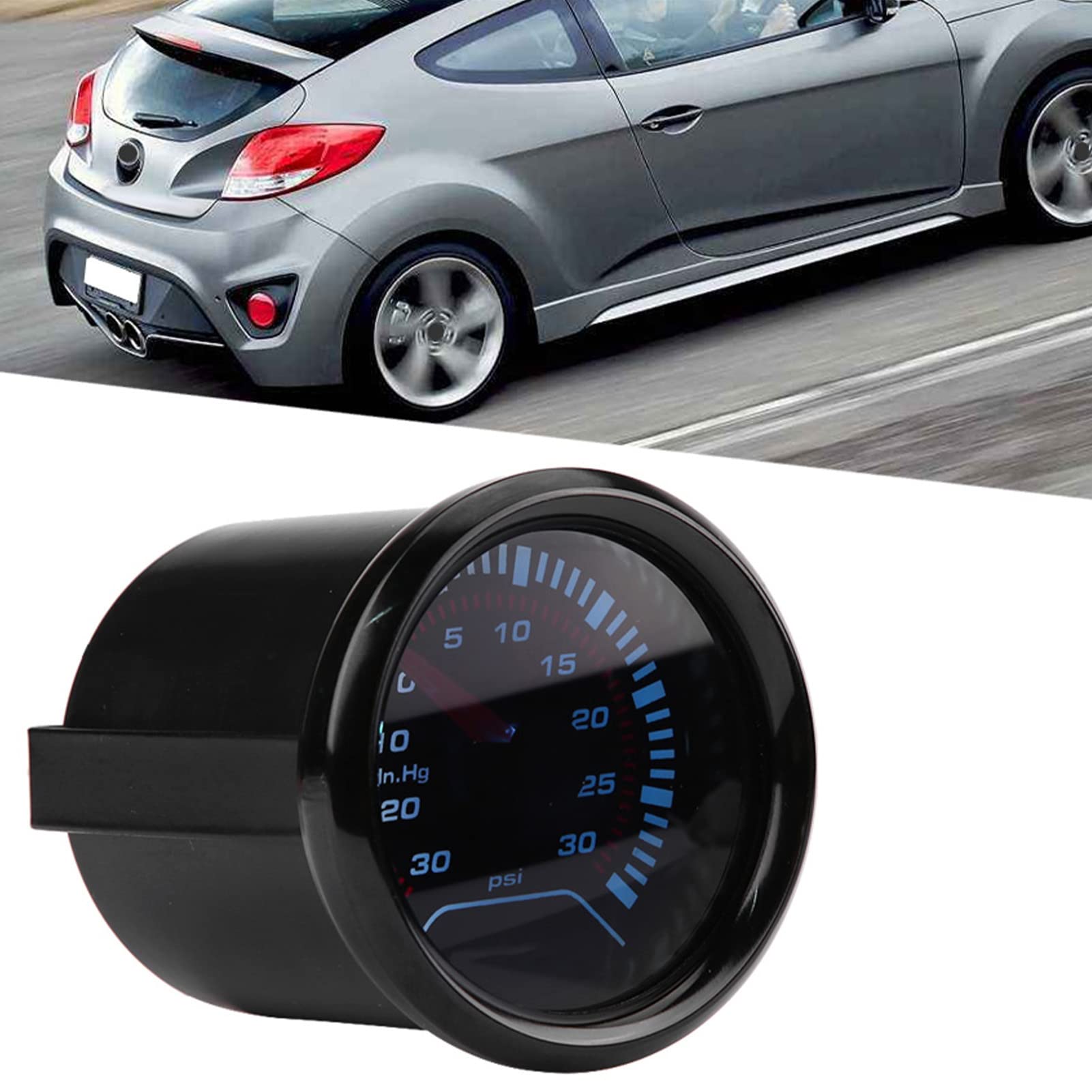 Turbo Boost Gauge ,Universal Car Smoke Dial Face Turbo Boost Manómetro turboalimentado con aleación de aluminio para Auto Car 52mm ,Medidor automático