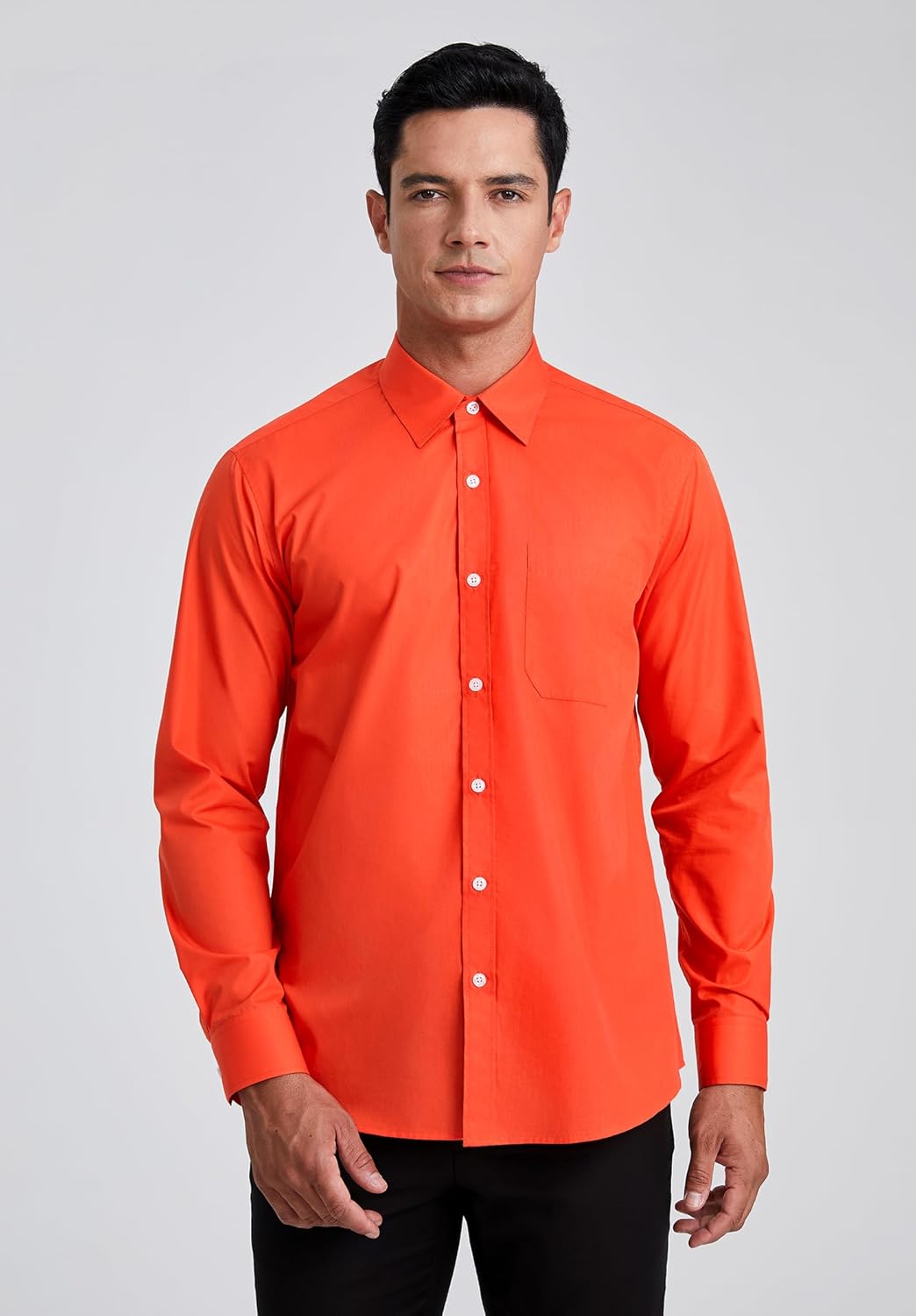 HISDERN 101C Men's Dress Shirts Long Sleeve Easy Care Quick Dry Breathable Regular Fit Formal Business Casual S-4XL - Image 6