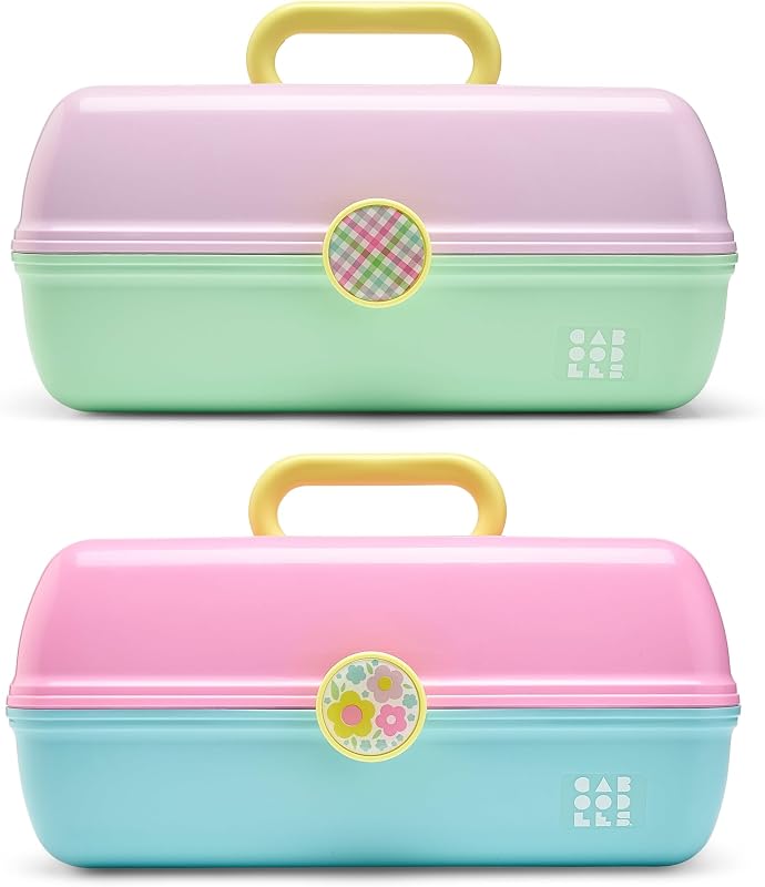Caboodles On-The-Go Girl Estojo organizador de maquiagem em plástico rígido com espelho e fecho, 2 unidades