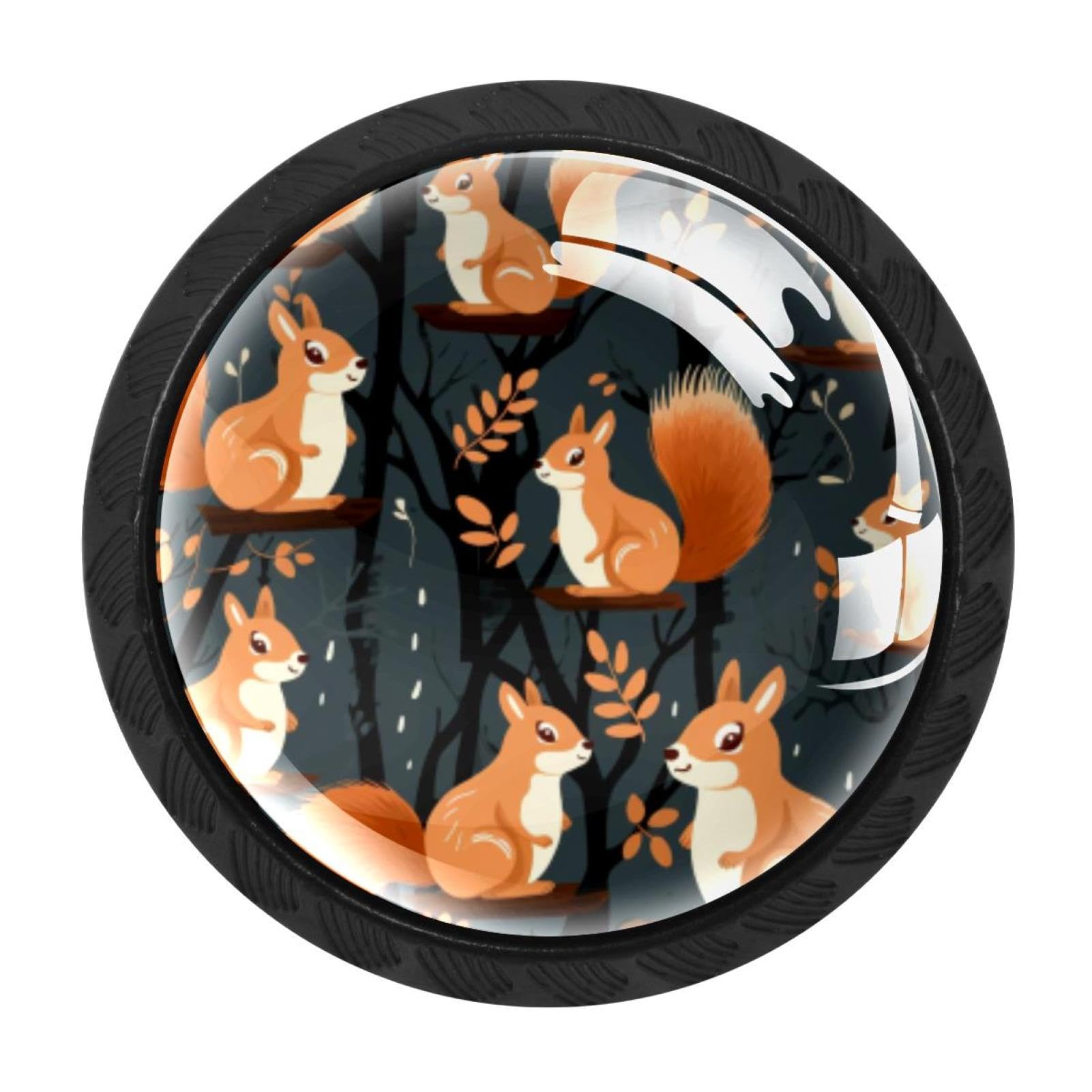 Chenzzzz Multicolored 04 4 Pieces Squirrel Drawer Knobs, 35Mm Black Cabinet Knobs, Drawer Pulls And Knobs, Dresser Drawer Knobs, Cabinet Hardware Kitchen Cabinet Knobs