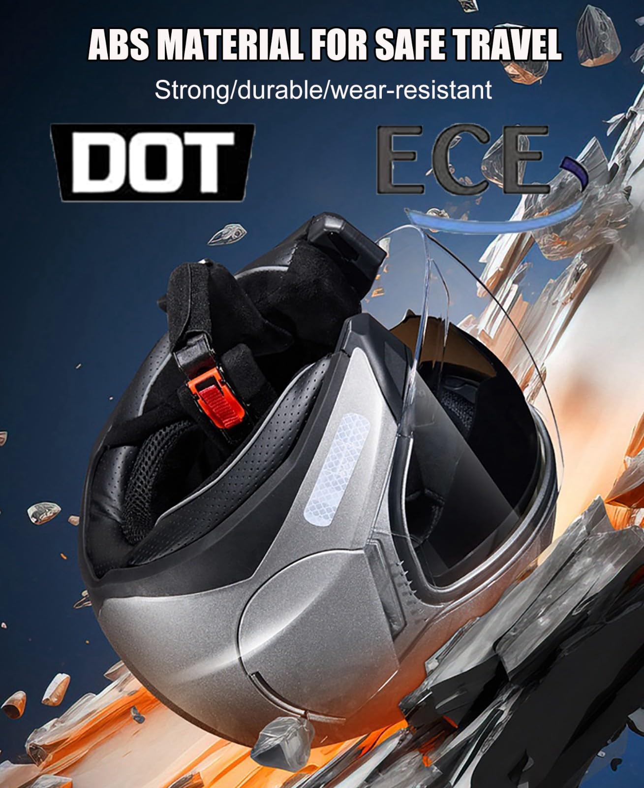 Kask motocyklowy dla dorosłych, z podwójnym wizjerem, otwarty kask motocyklowy, uniseks, do jazdy w mieście D, XXL (61-62 cm)
